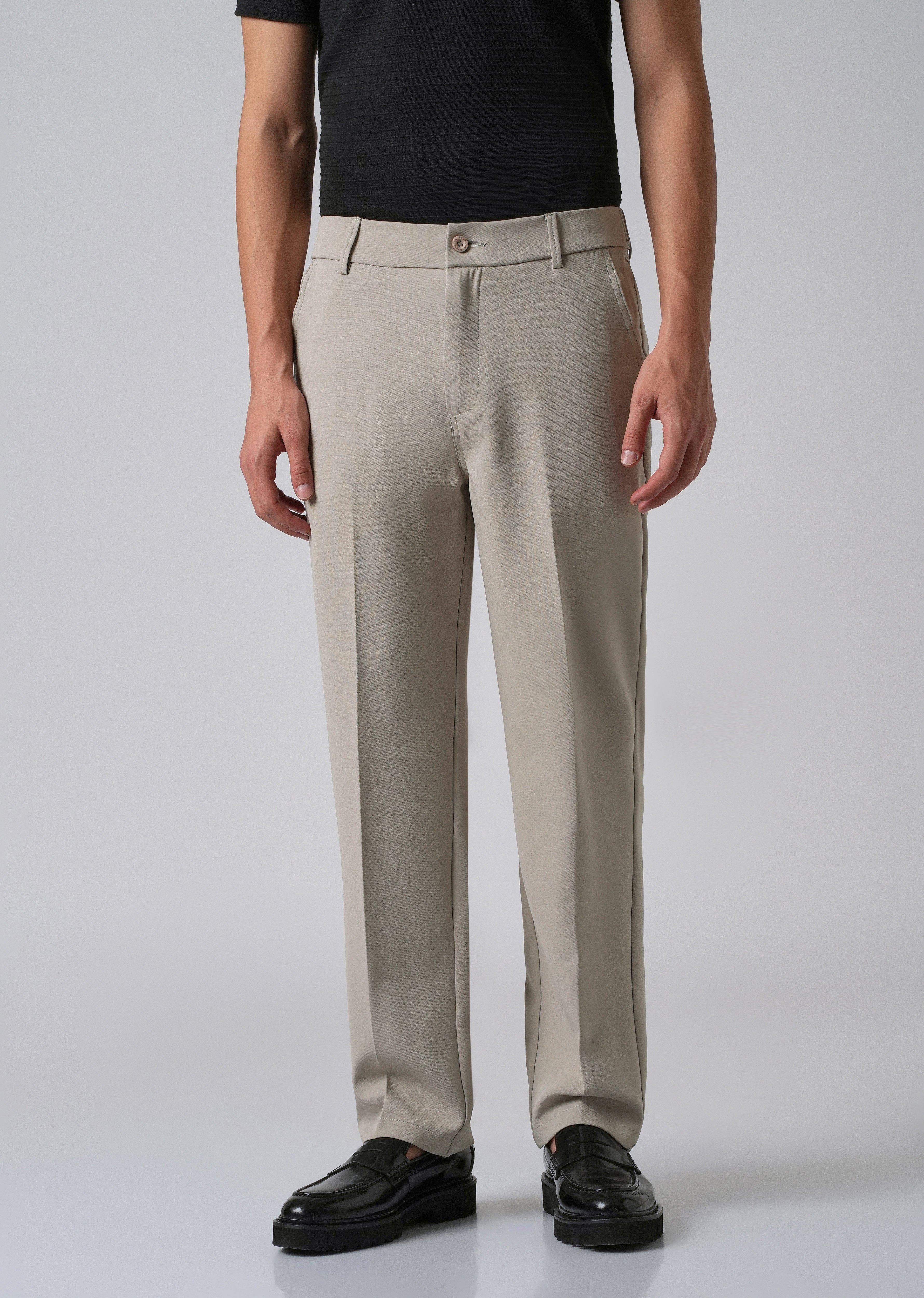 Tan Beige Relaxed Fit Trousers