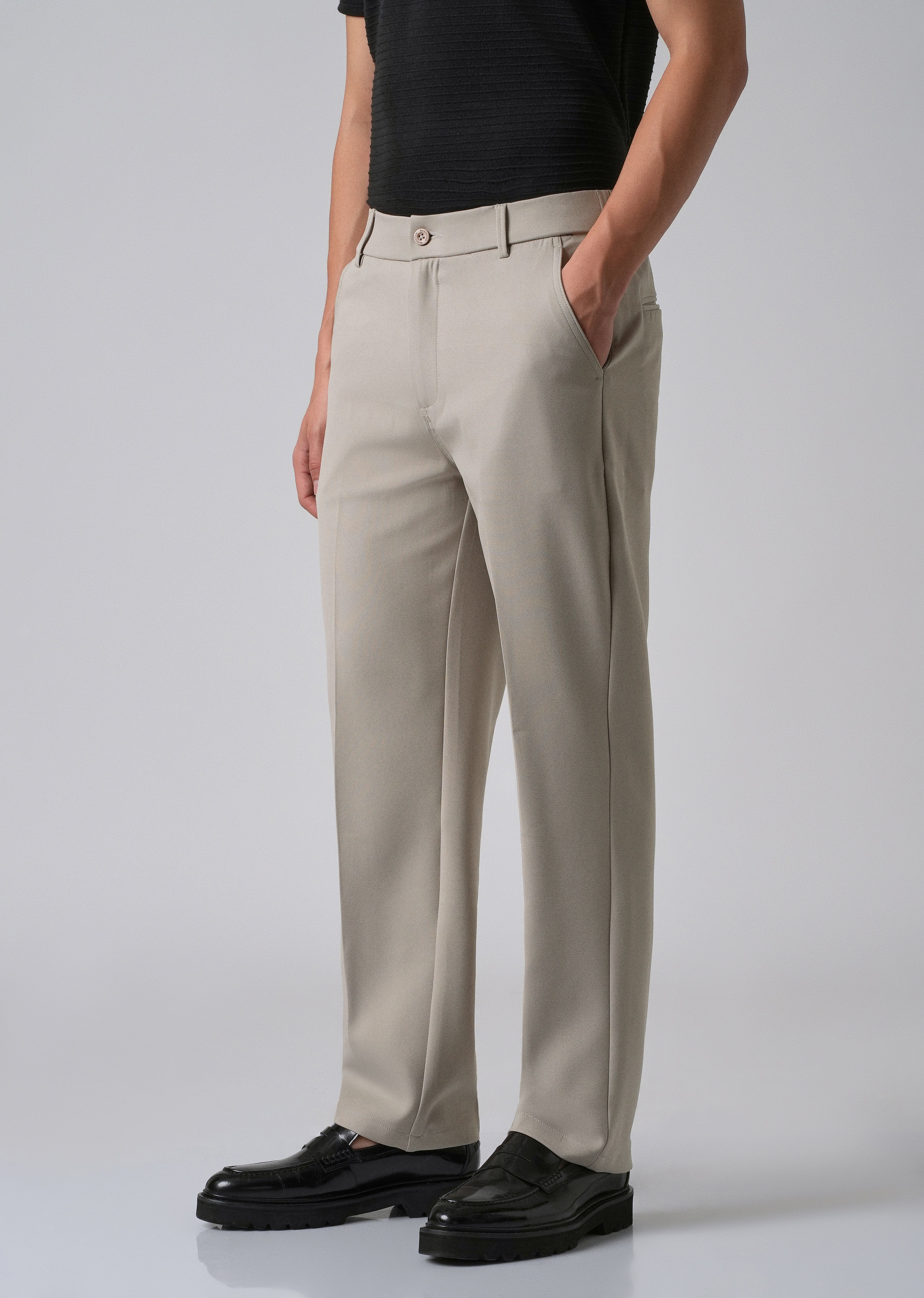 Tan Beige Relaxed Fit Trousers
