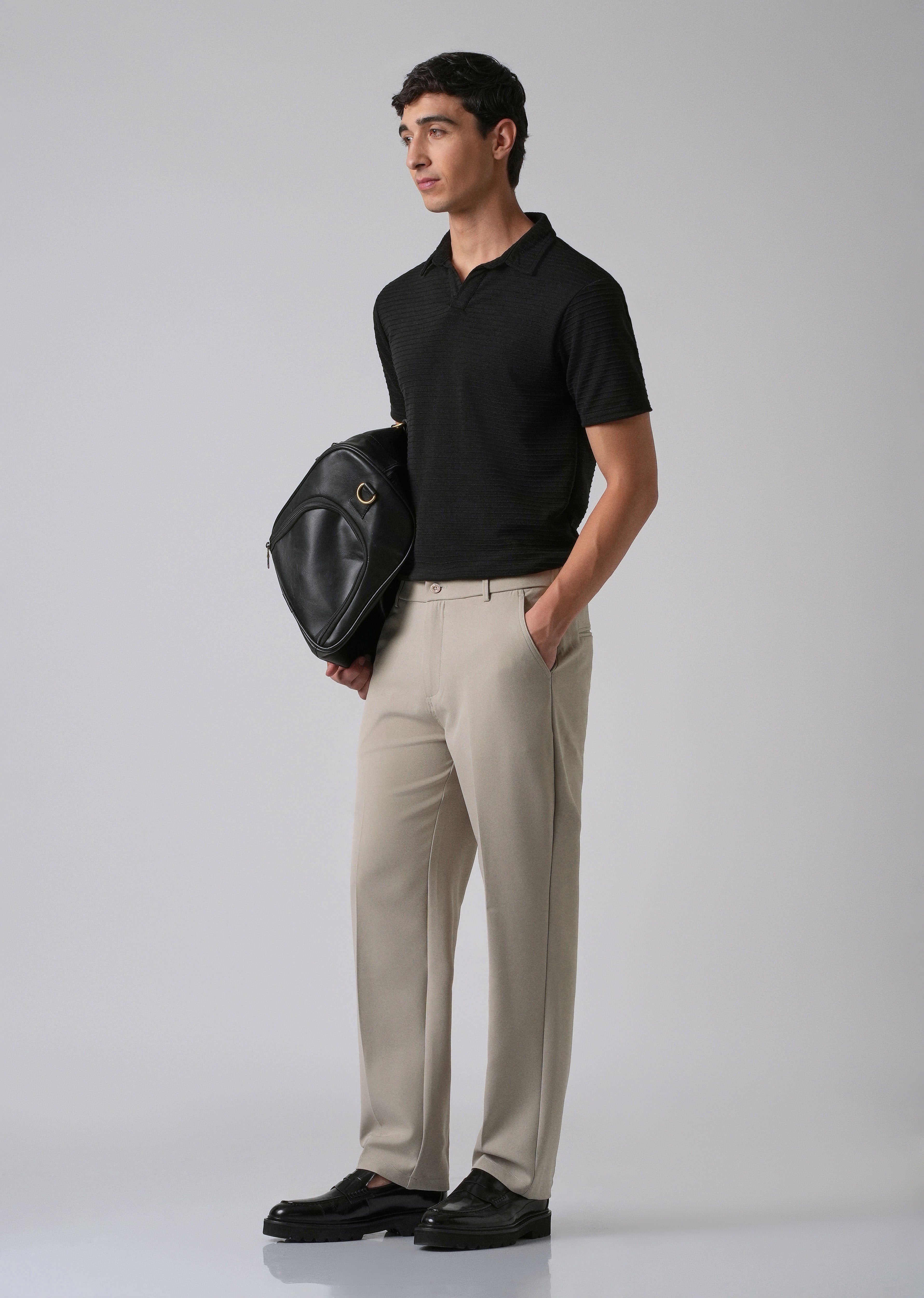 Tan Beige Relaxed Fit Trousers