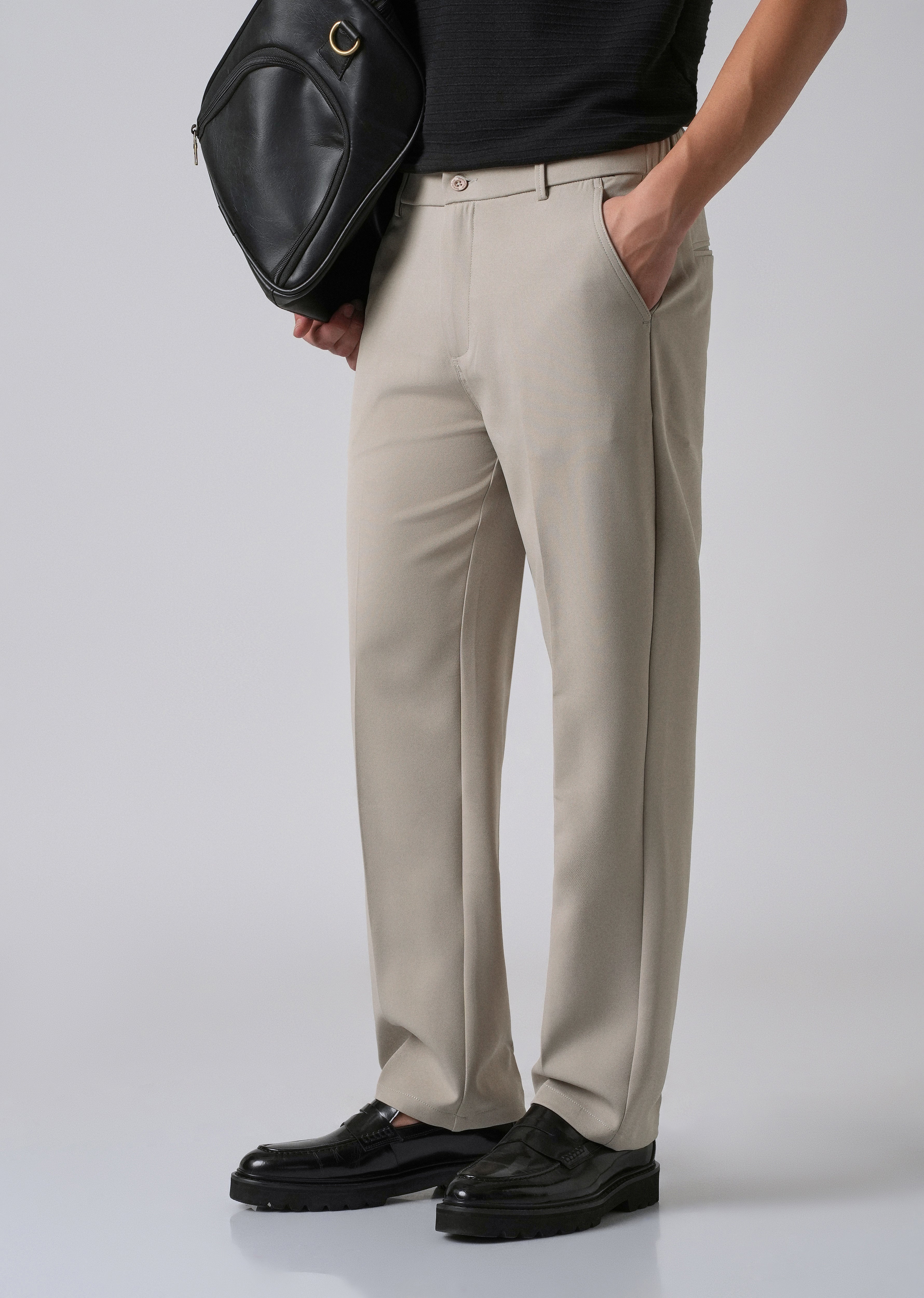 Tan Beige Relaxed Fit Trousers