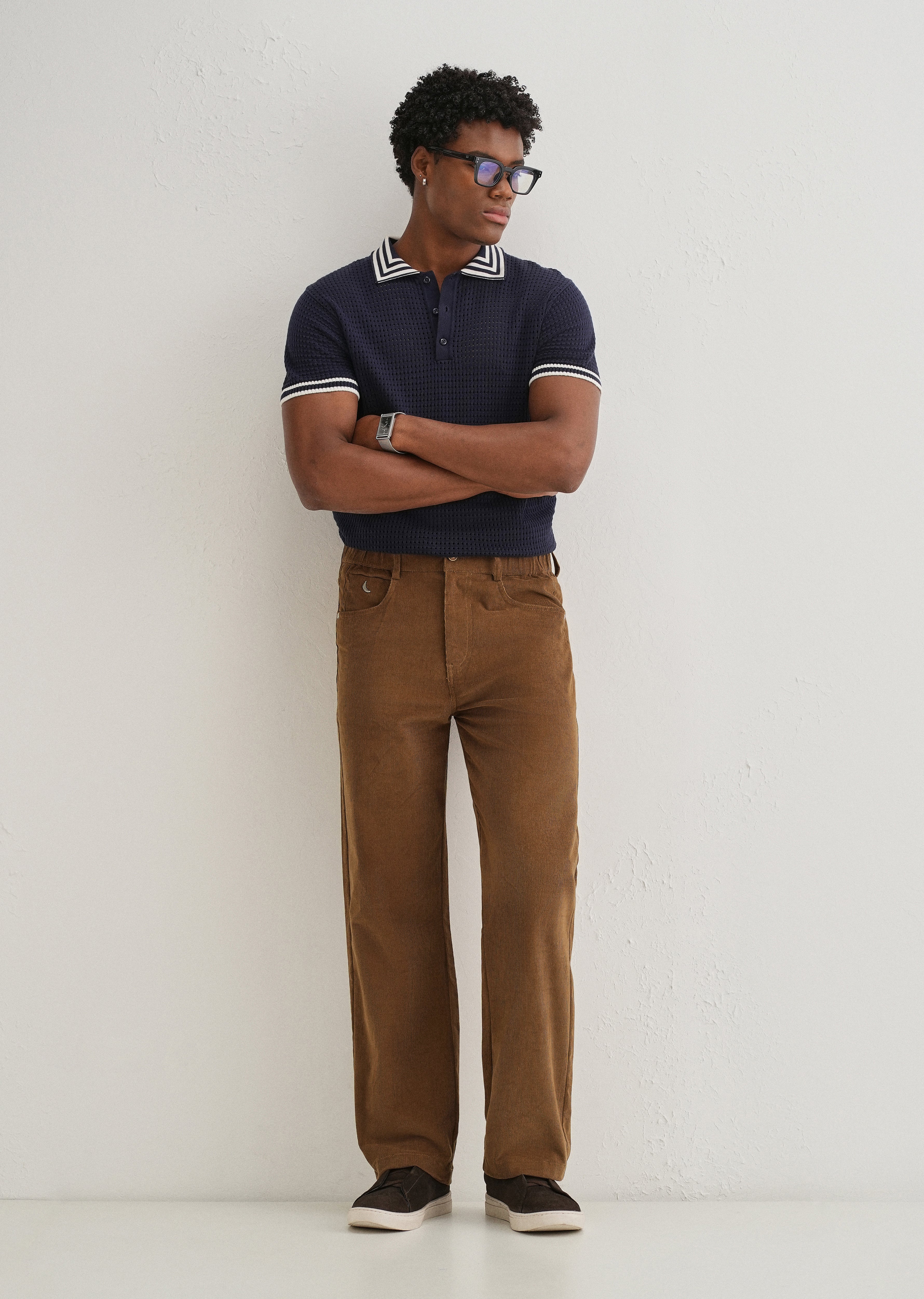 Brown Semi-Elasticated Corduroy Pant