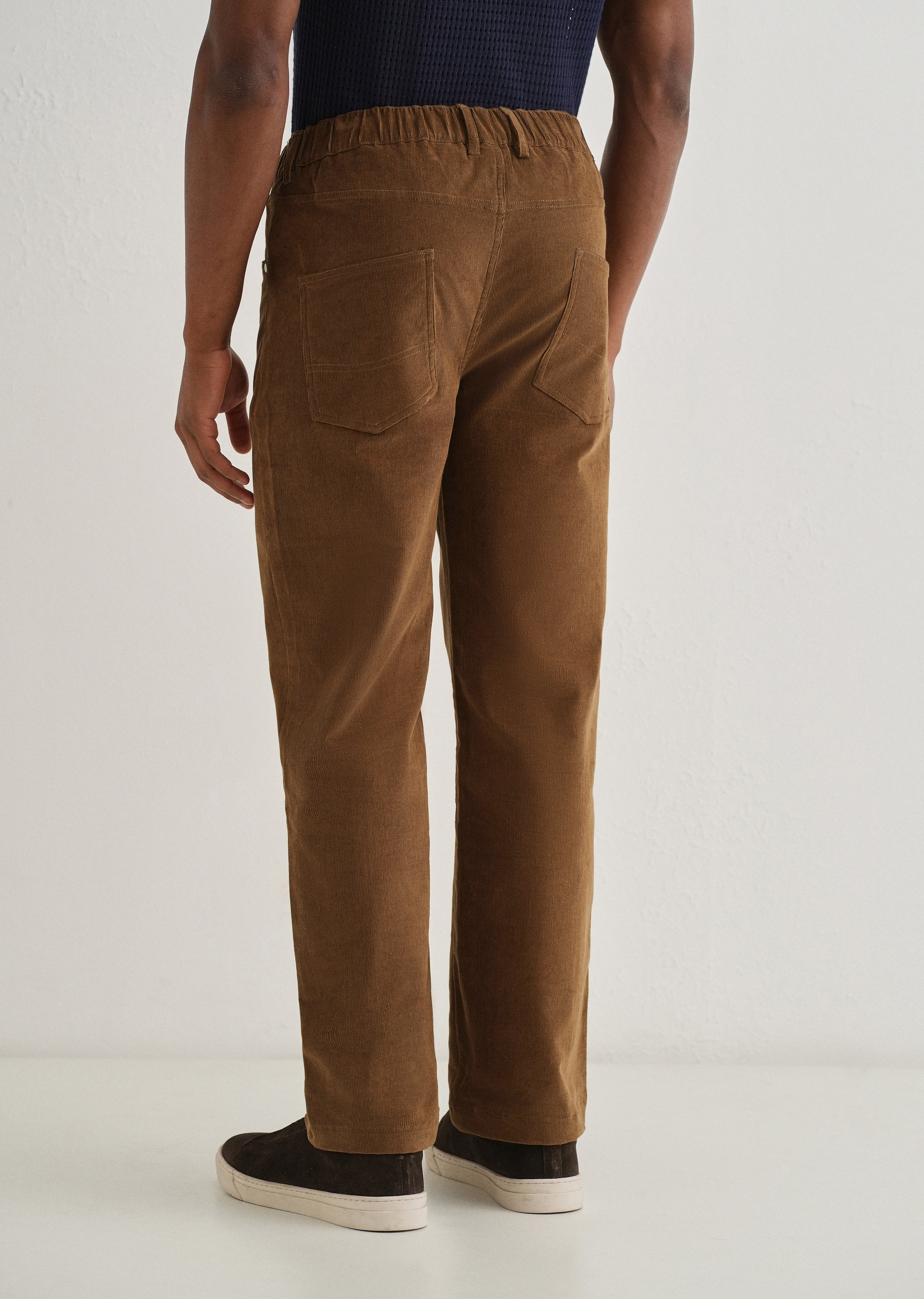 Brown Semi-Elasticated Corduroy Pant