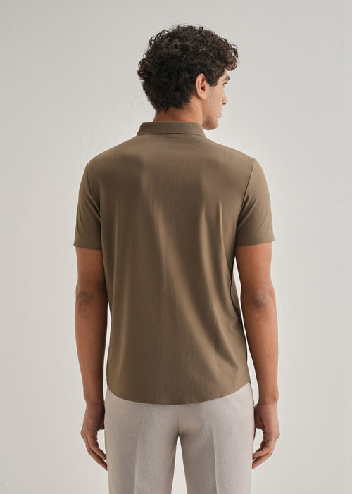 Tan Brown Stripe Seamless Shirt