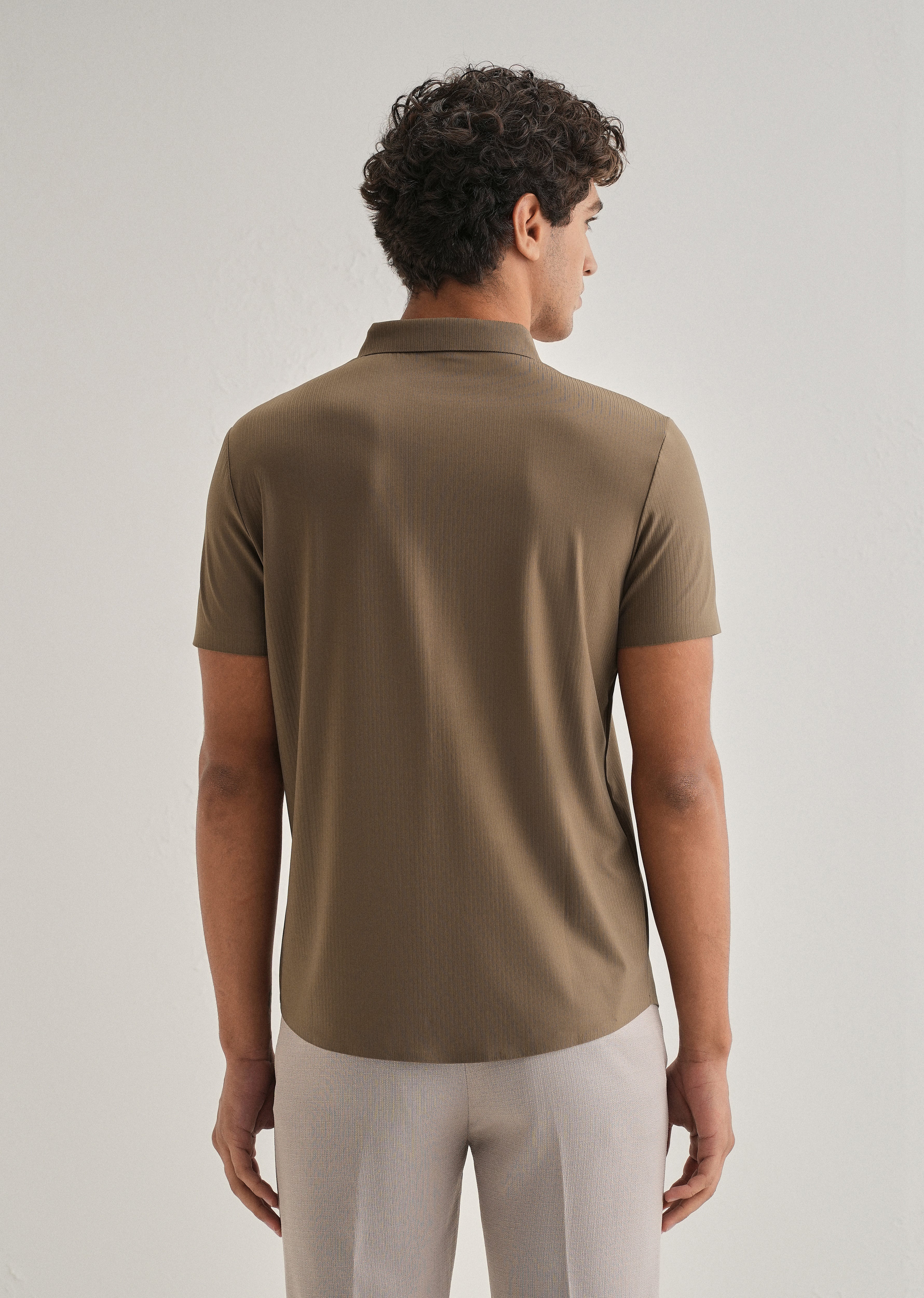 Tan Brown Stripe Seamless Shirt