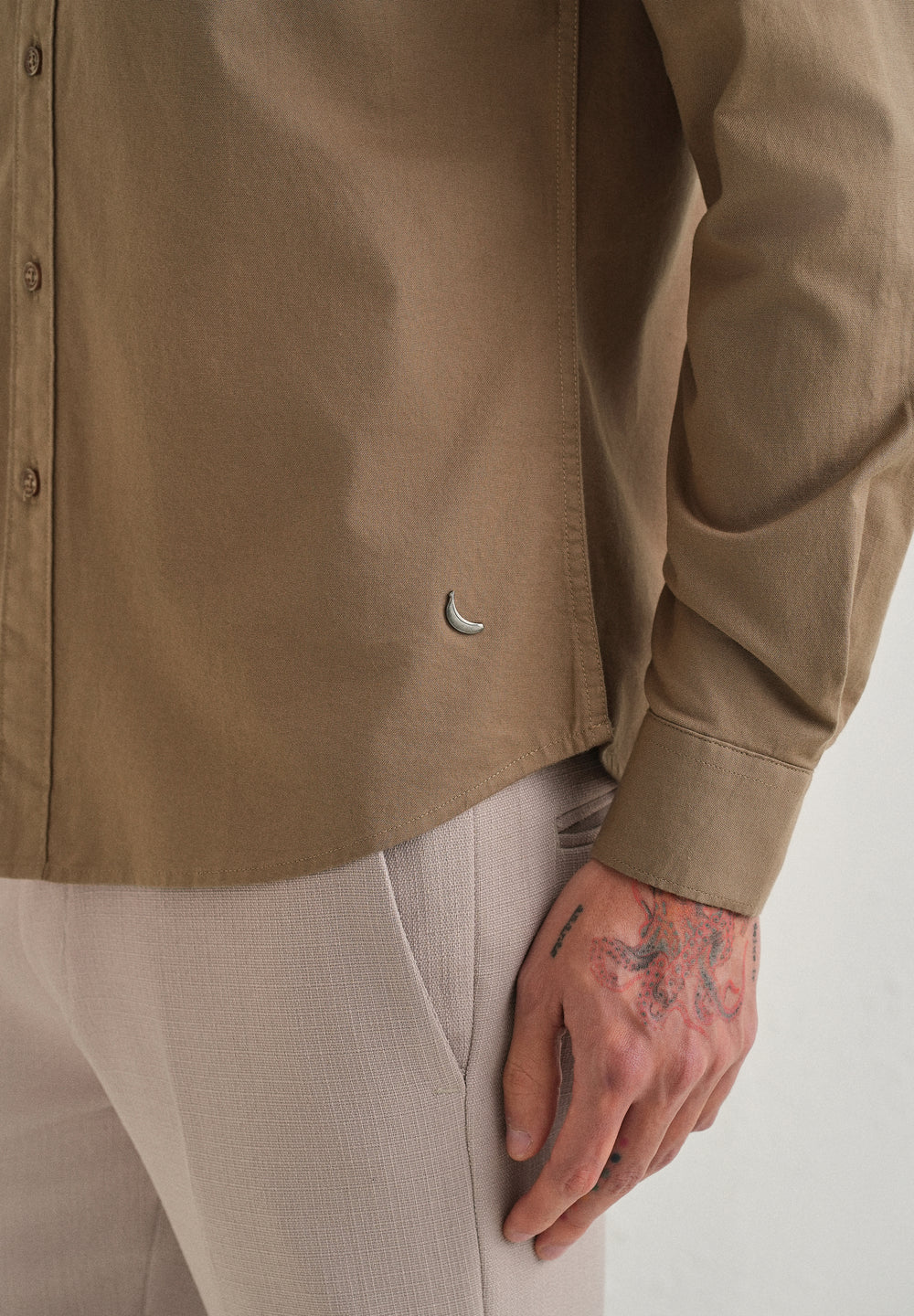 Tan Contrast Placket Shirt