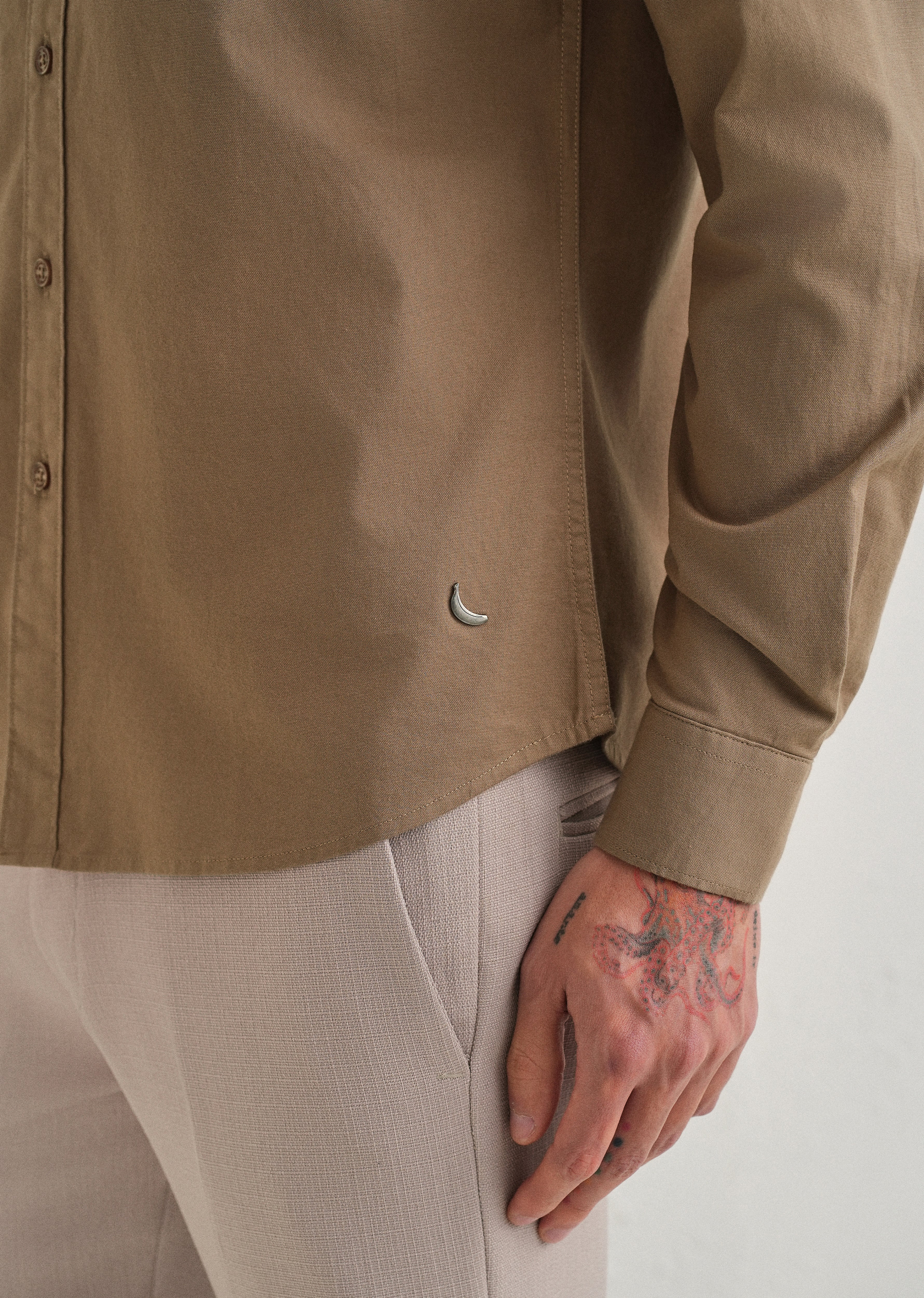 Tan Contrast Placket Shirt
