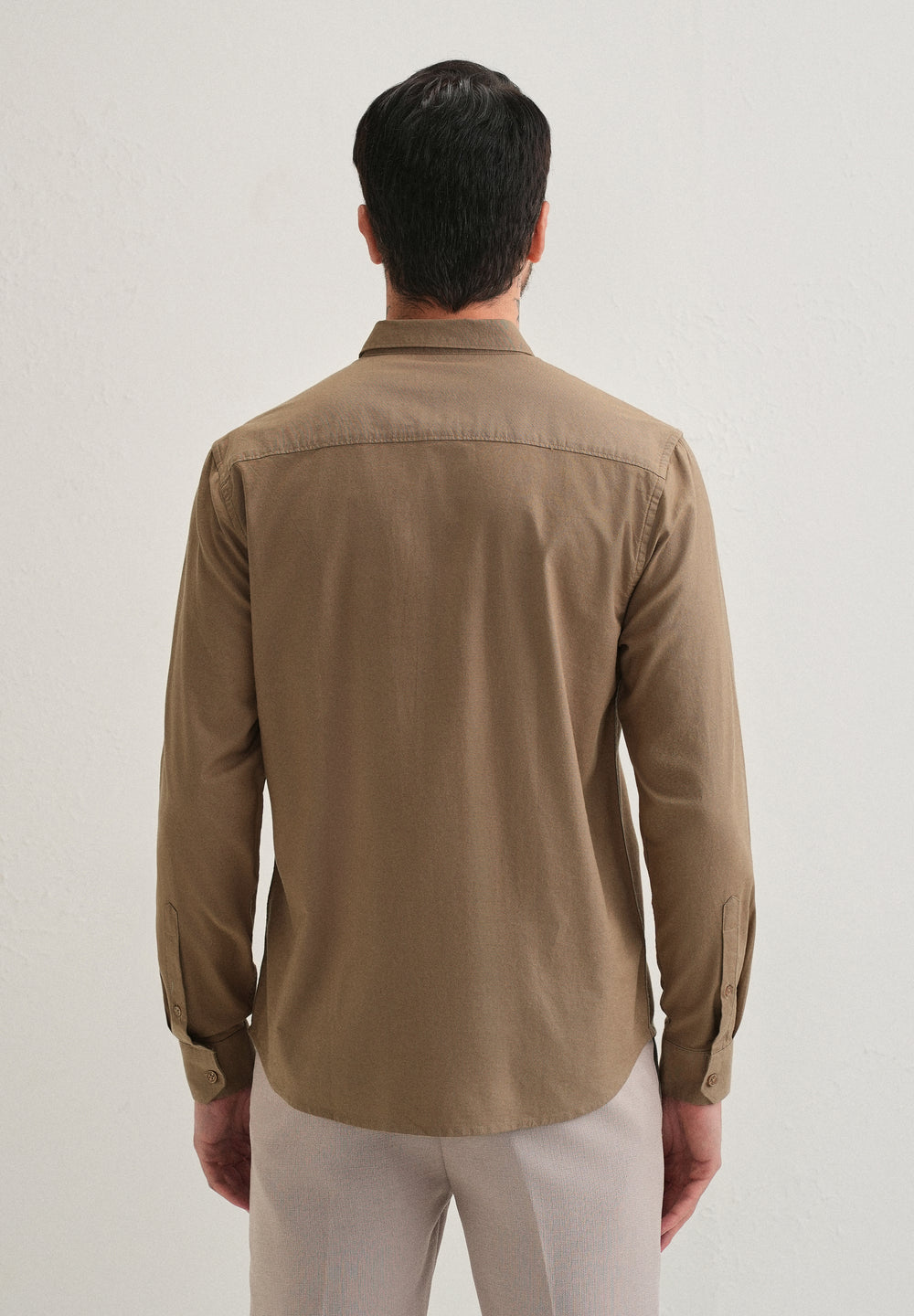 Tan Contrast Placket Shirt