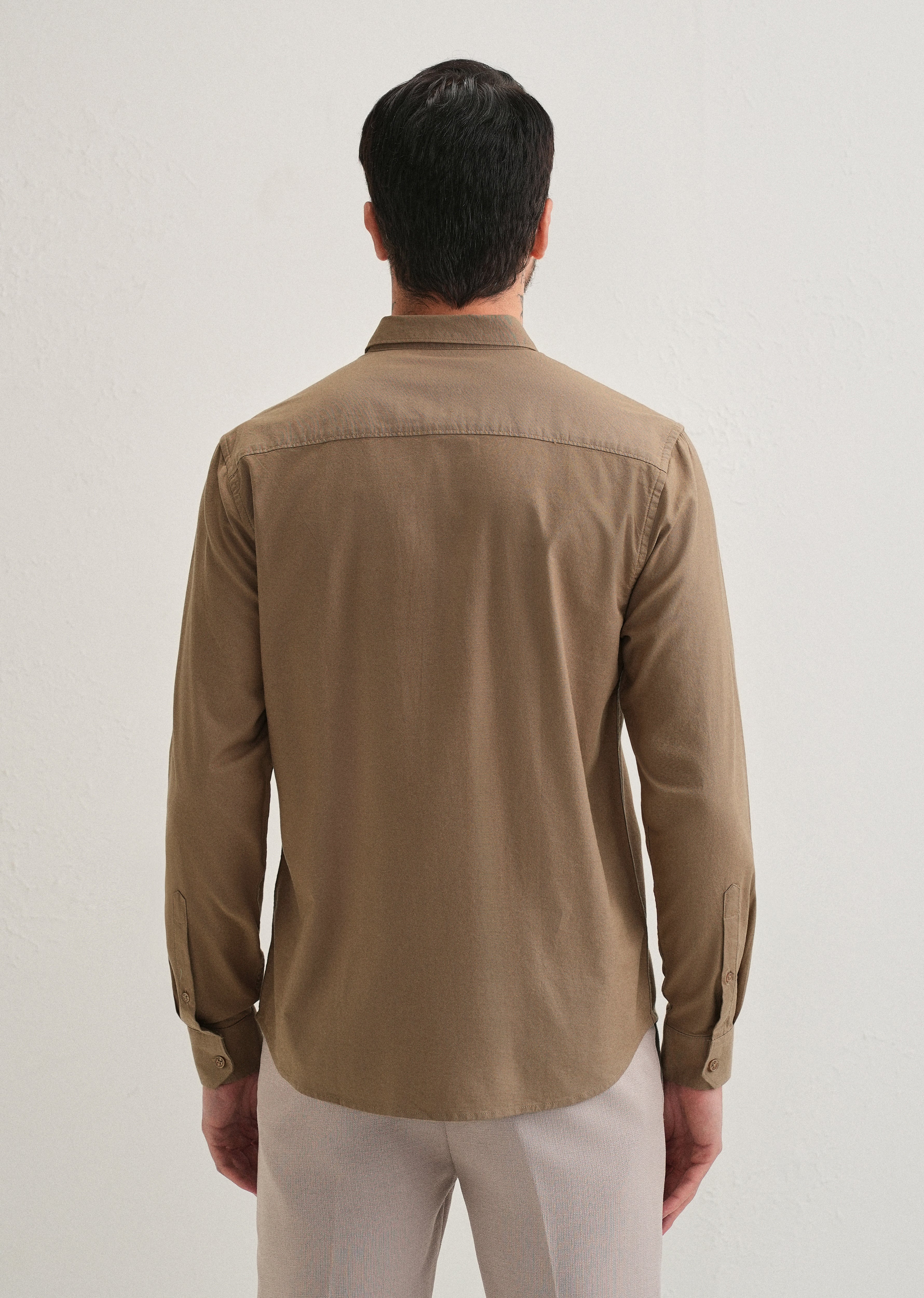 Tan Contrast Placket Shirt