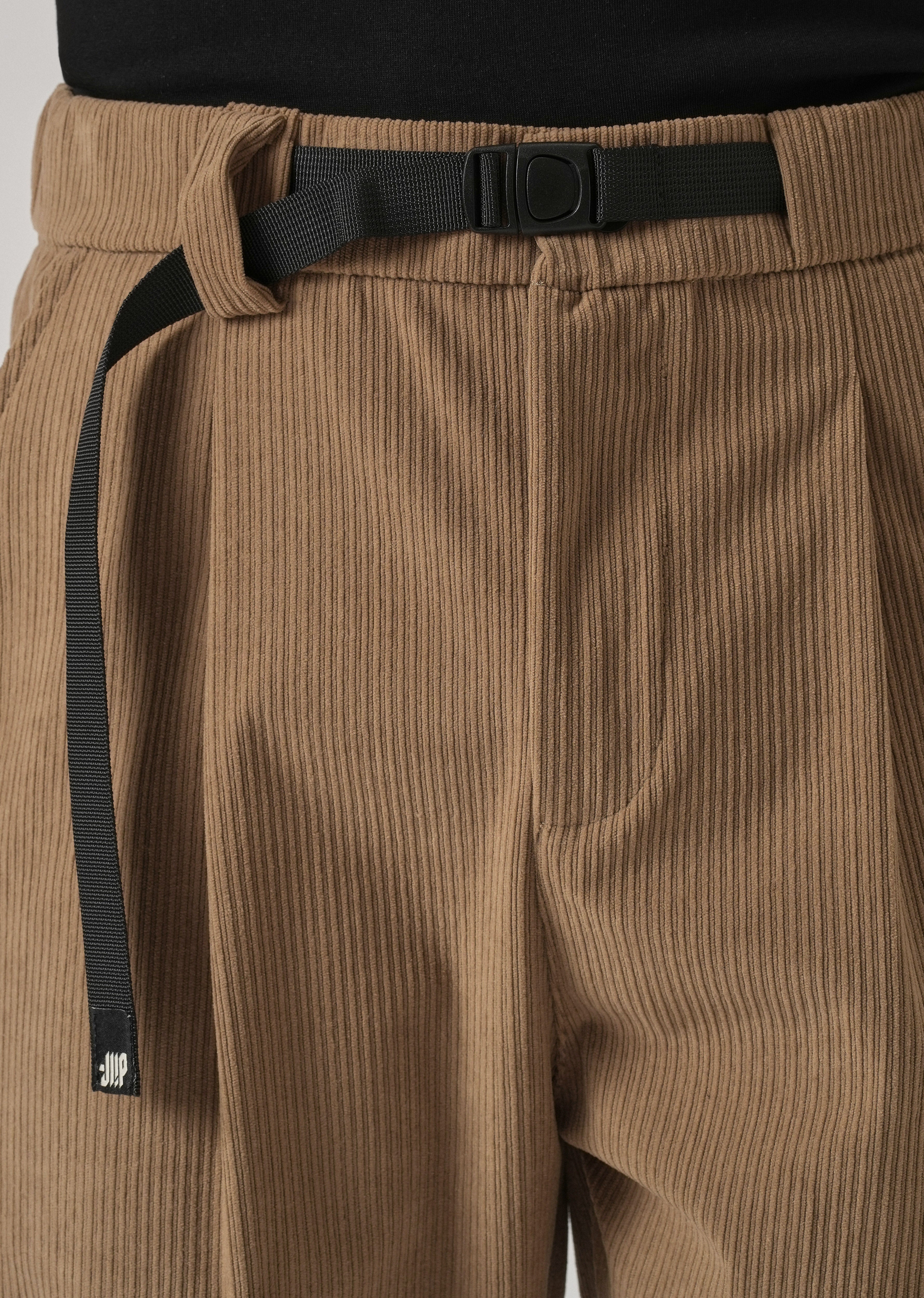 Tan Corduroy Belted Pant