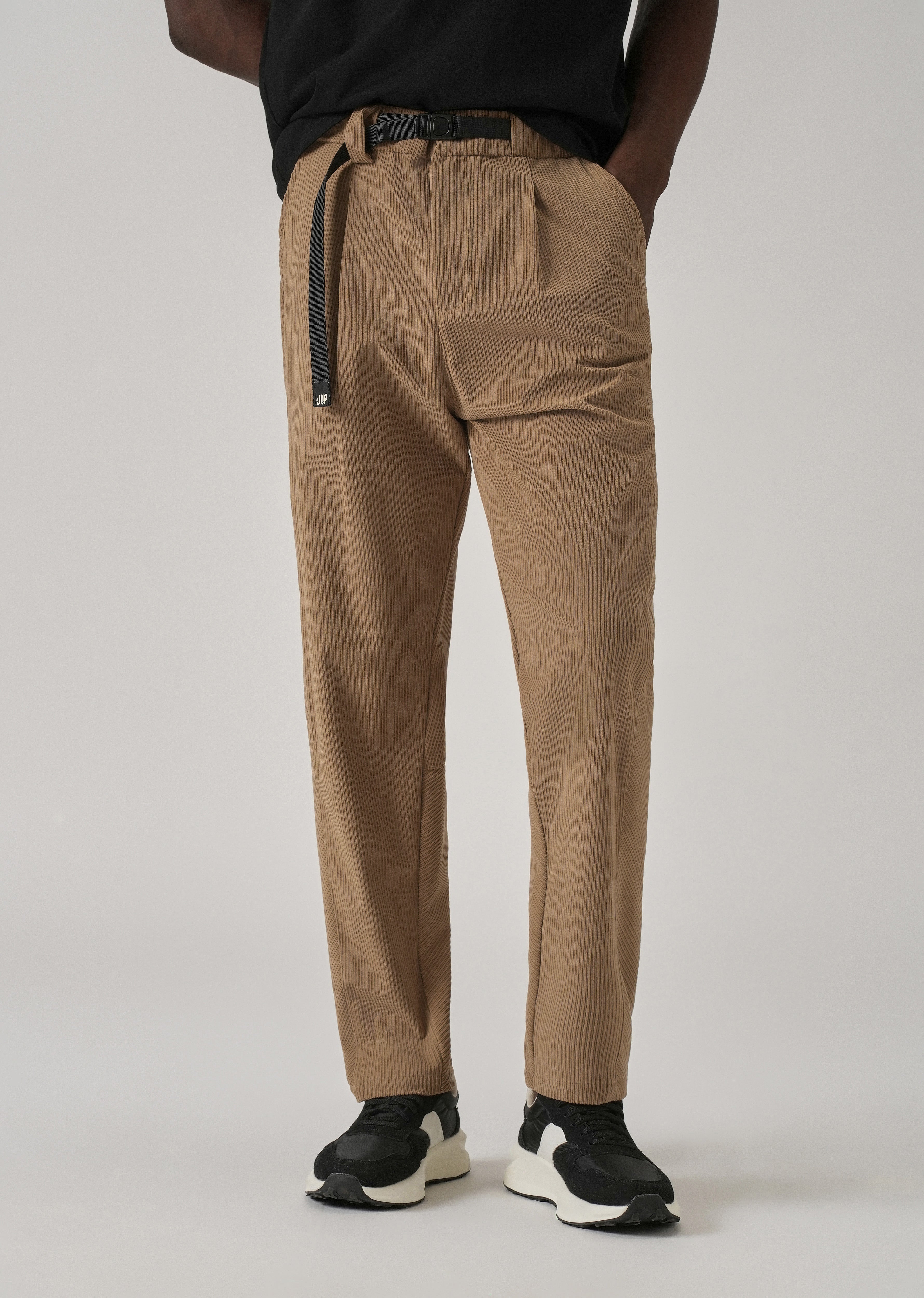 Tan Corduroy Belted Pant