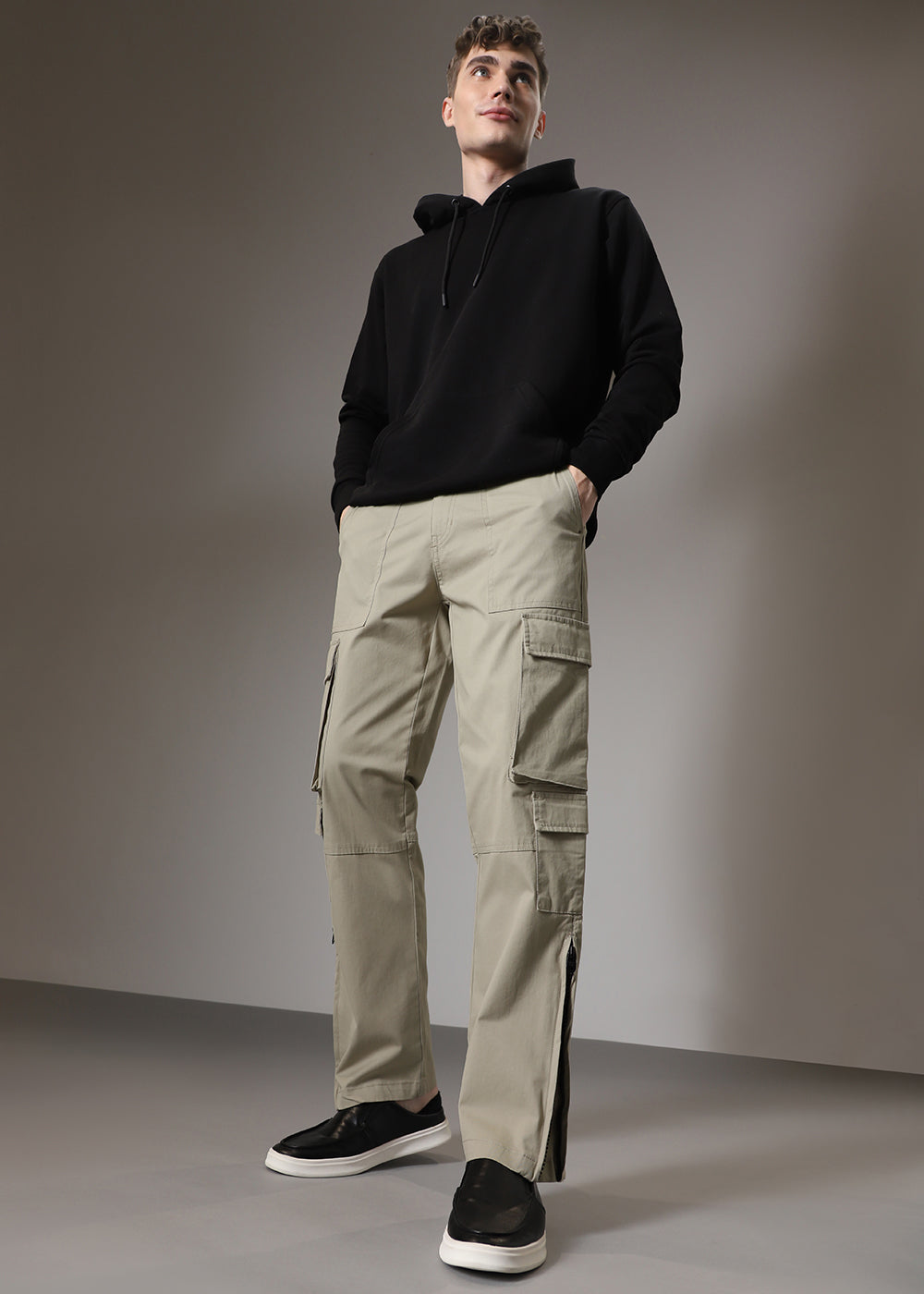 Light Olive Zipper Cargo Pant