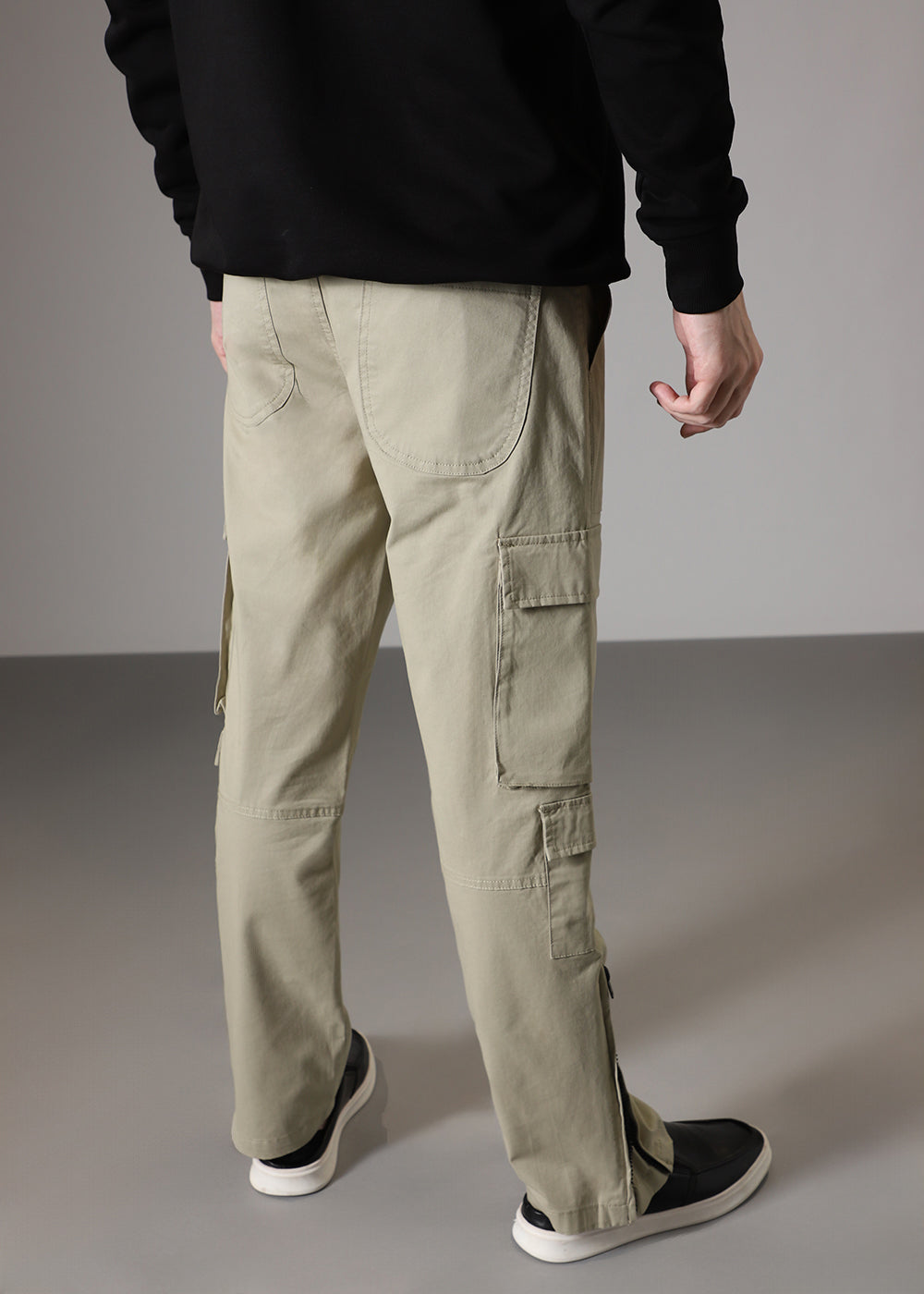 Light Olive Zipper Cargo Pant