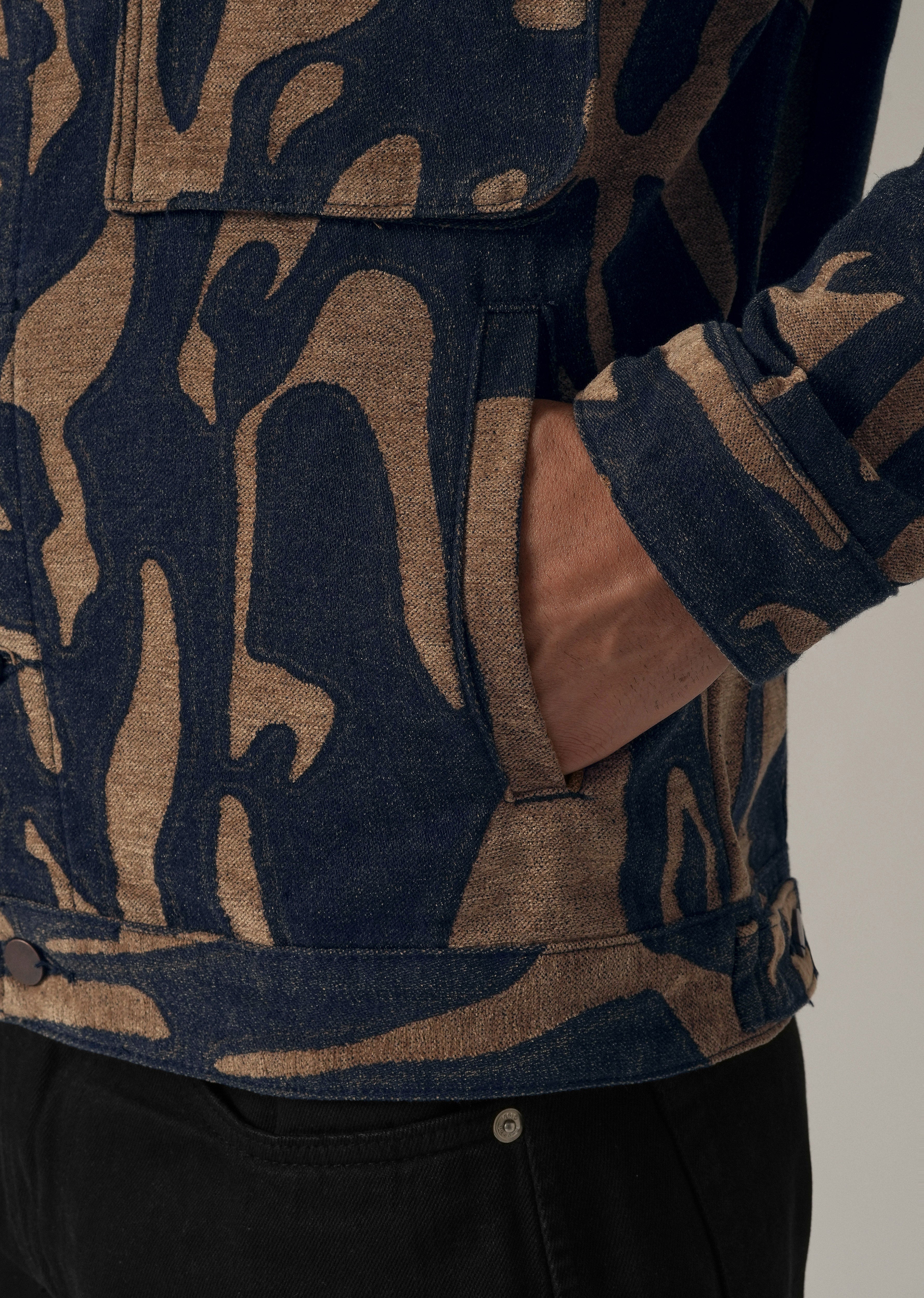 Tan Denim Jacquard Jacket