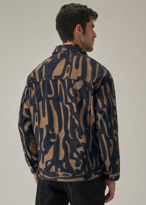 Tan Denim Jacquard Jacket