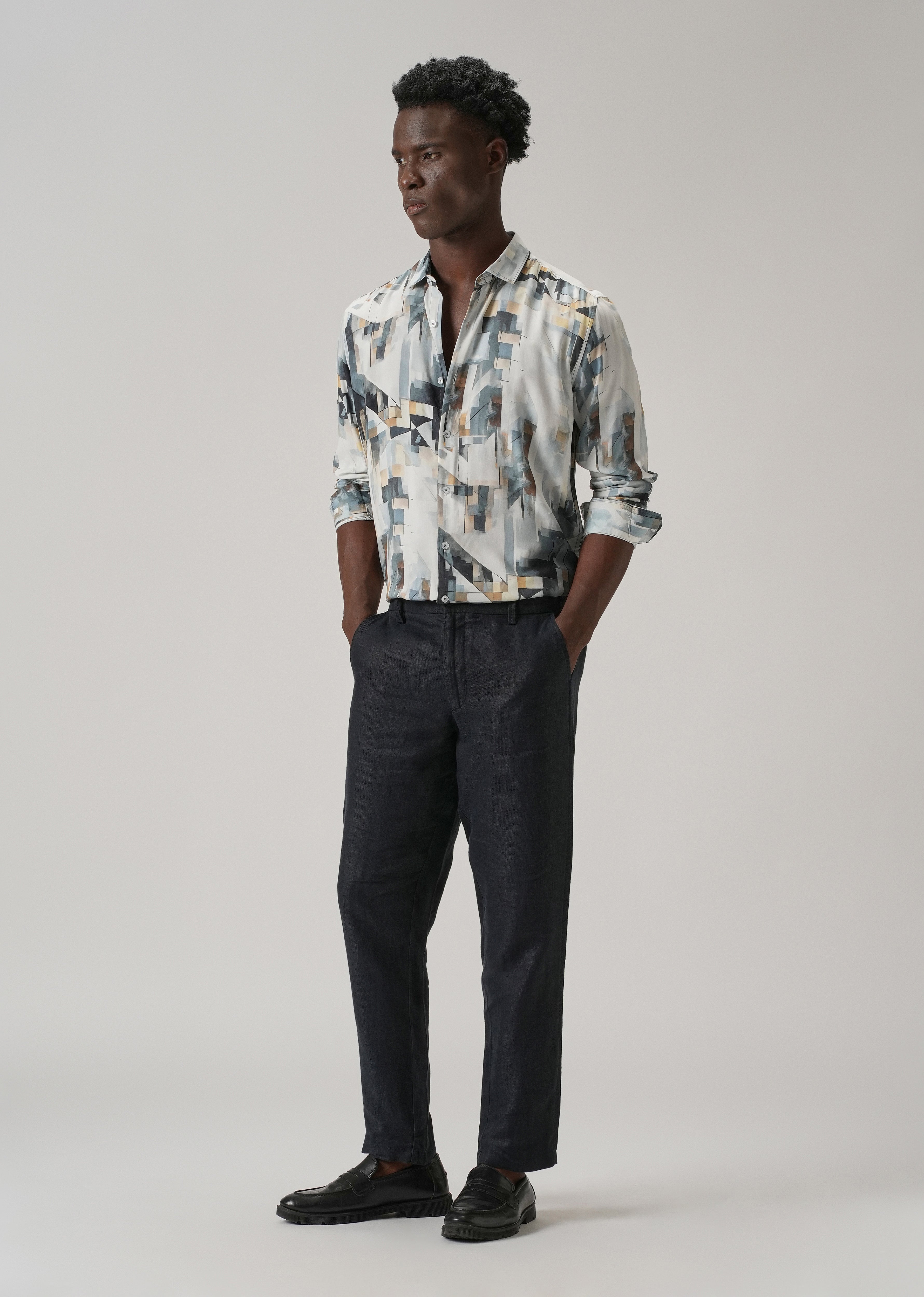 Tan Geometric Printed Shirt