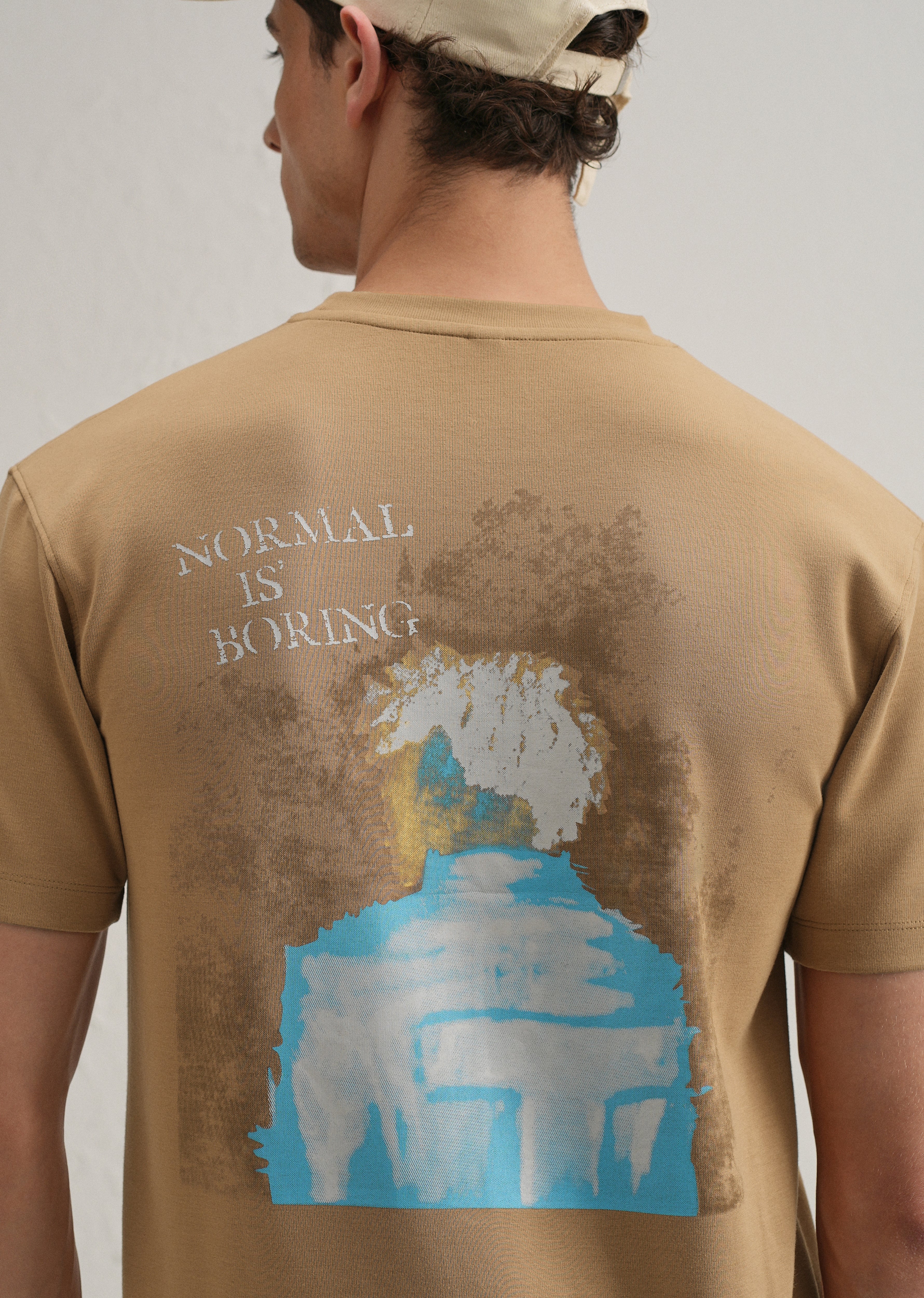 Tan Graphic Back Printed T-shirt