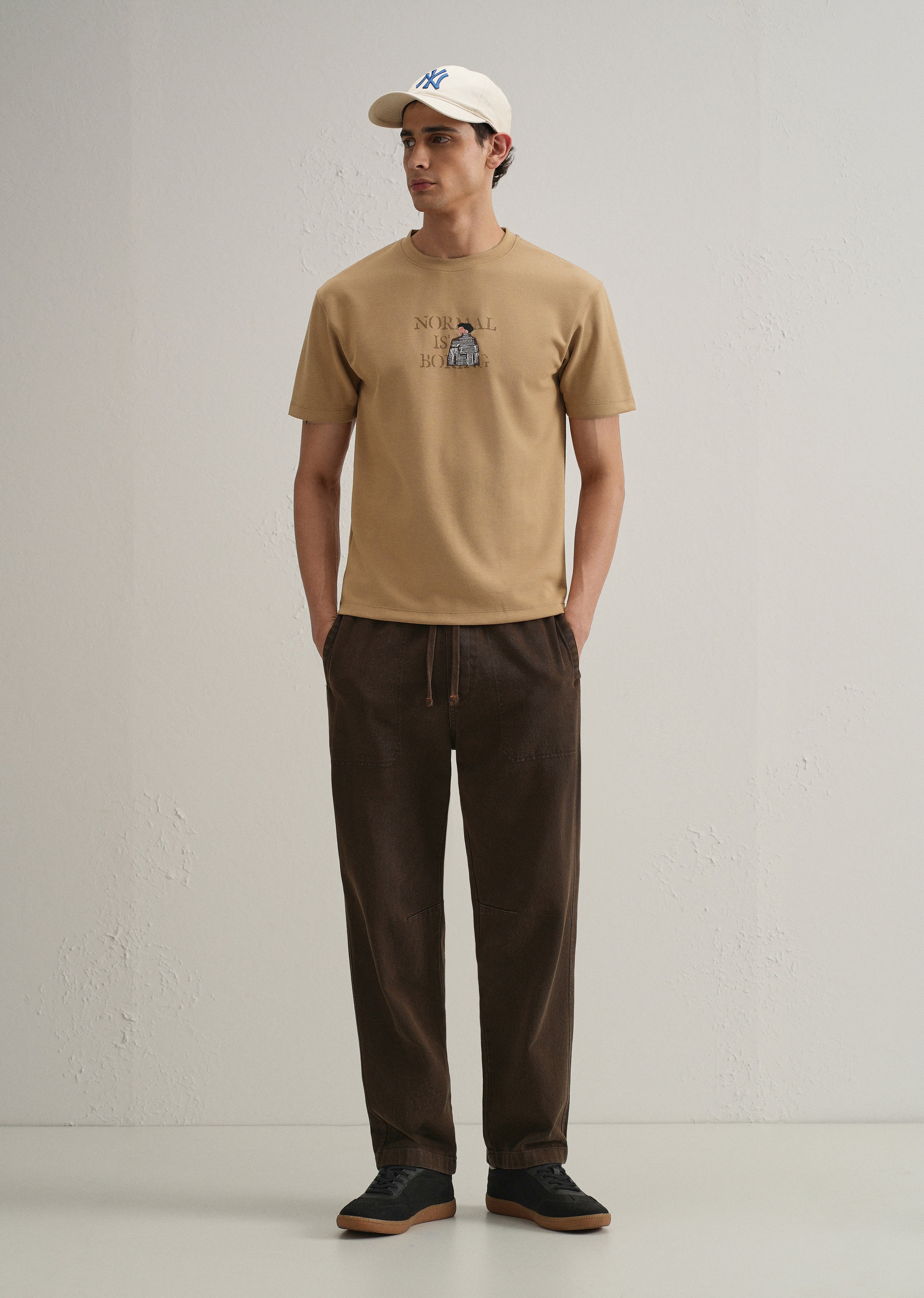 Tan Graphic Back Printed T-shirt