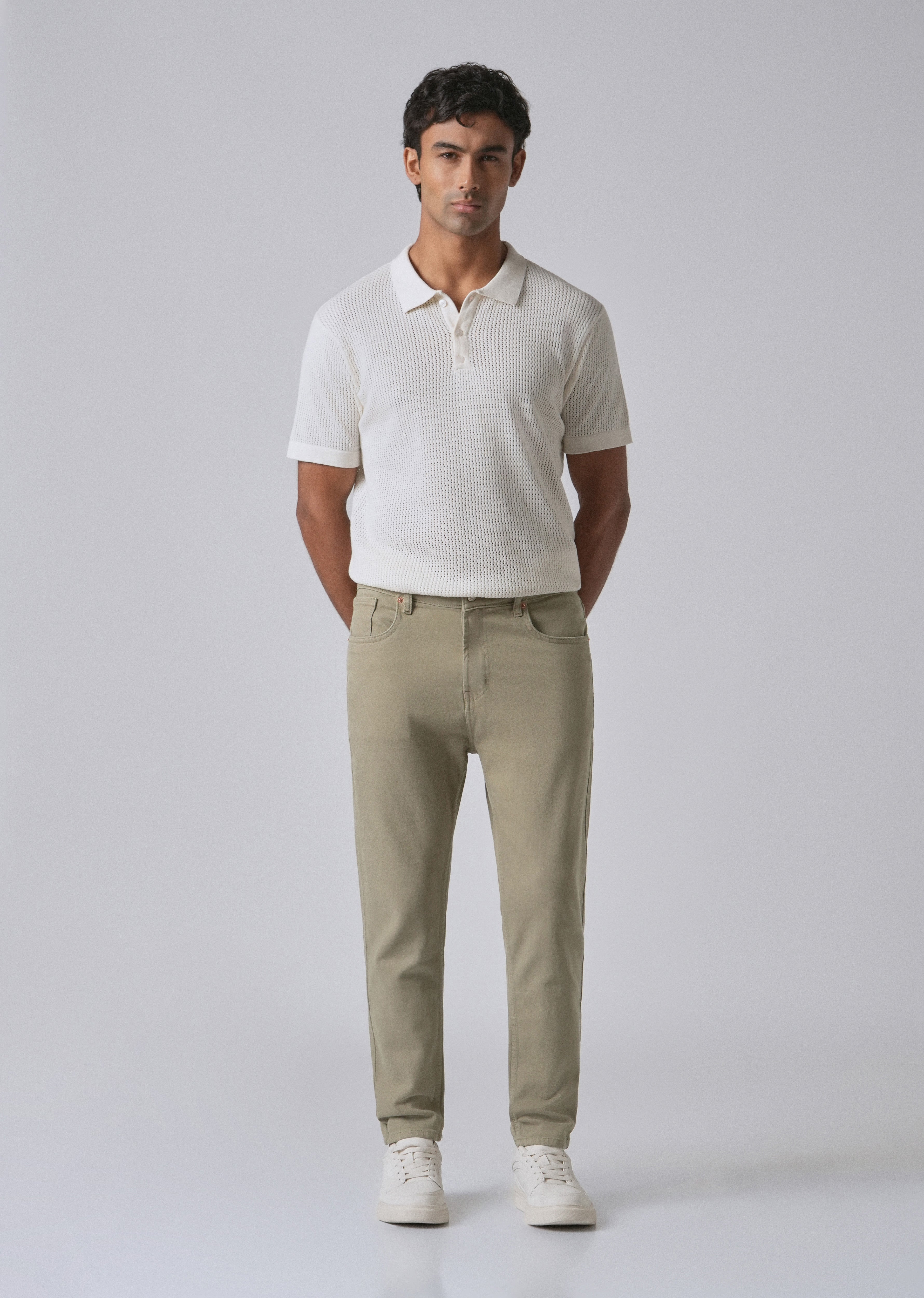 Tan Green Carrot Fit Denim