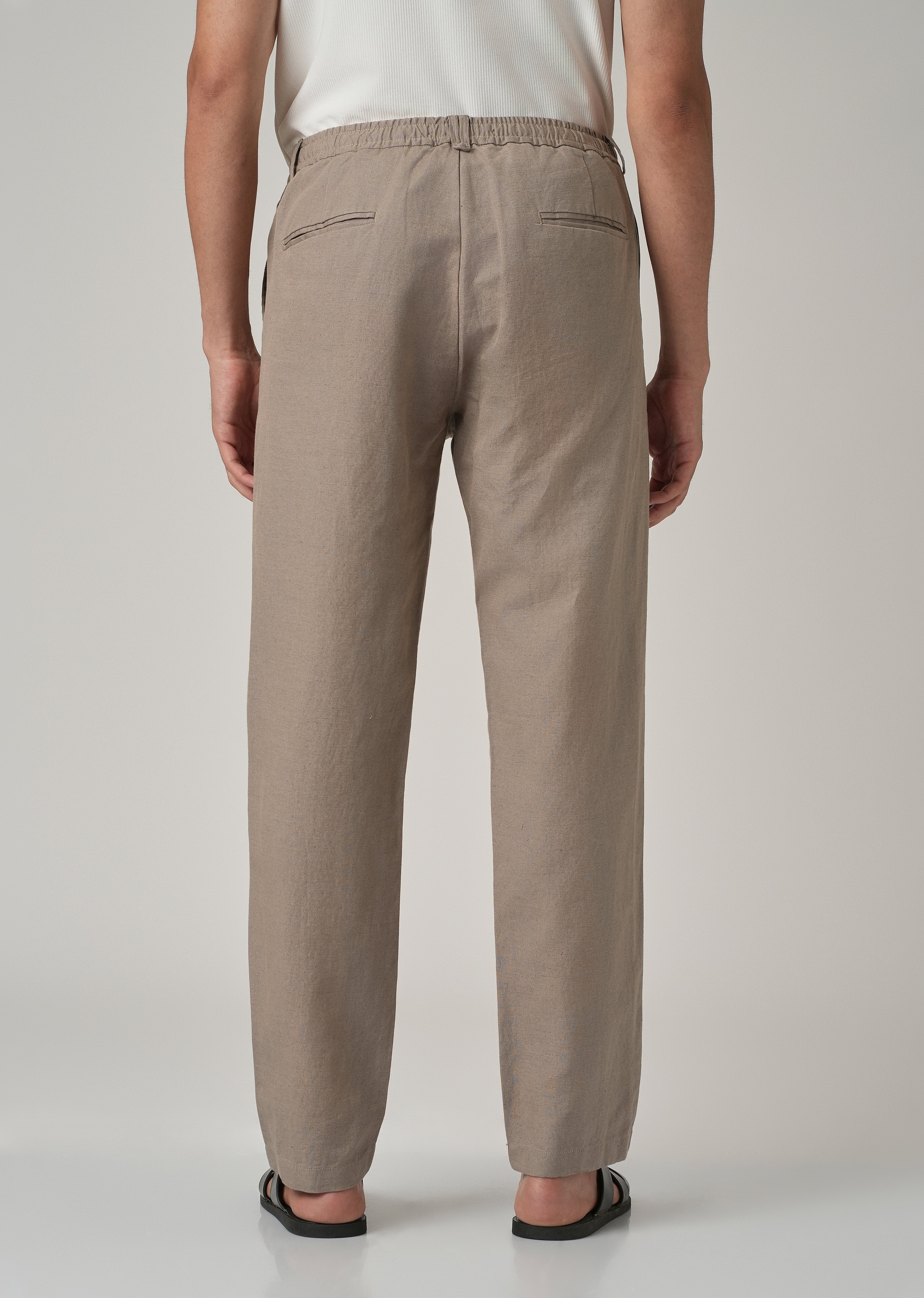 Tan Linen Relaxed Fit Trouser