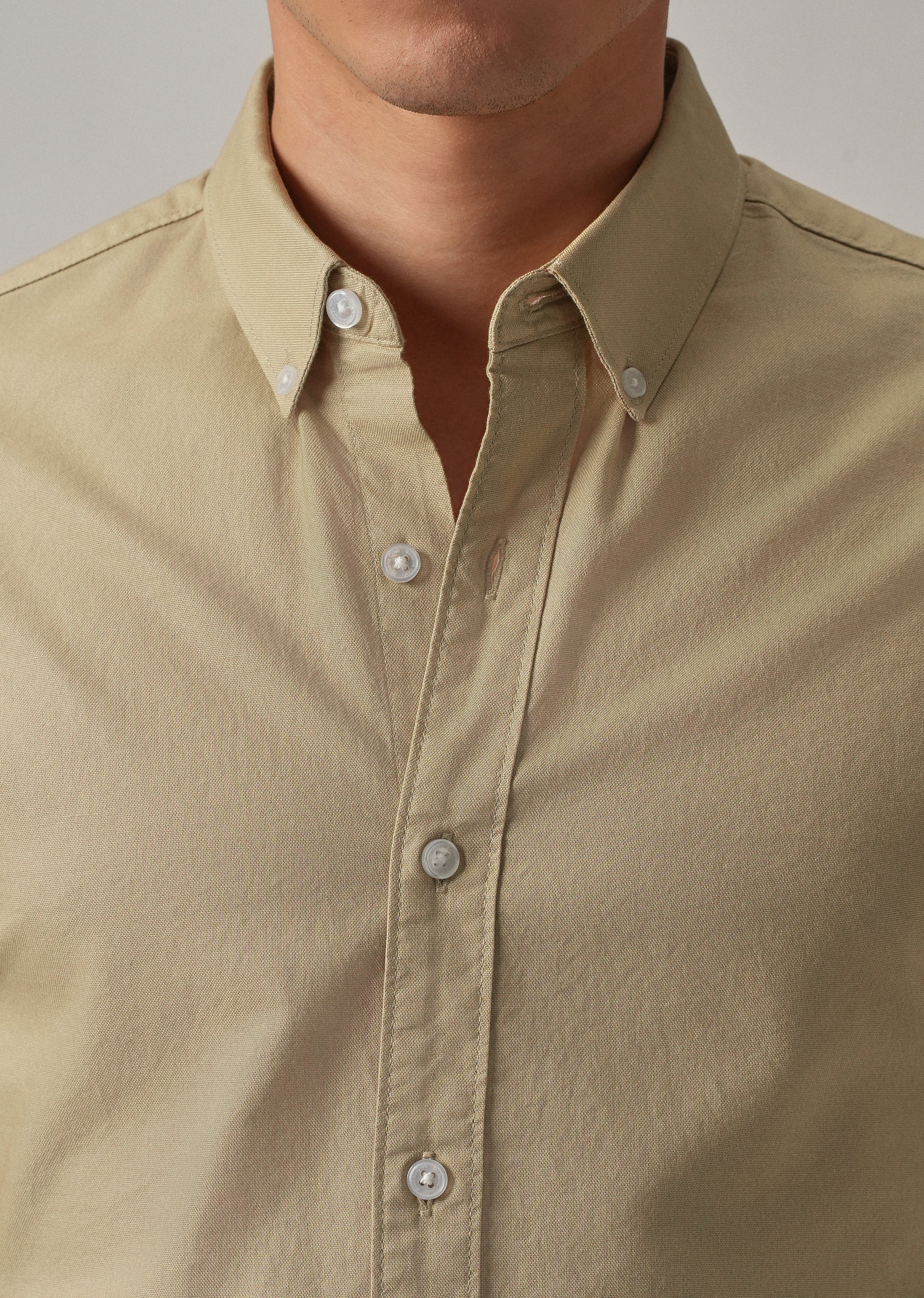 Tan Plain Elbow Patch Oxford Shirt