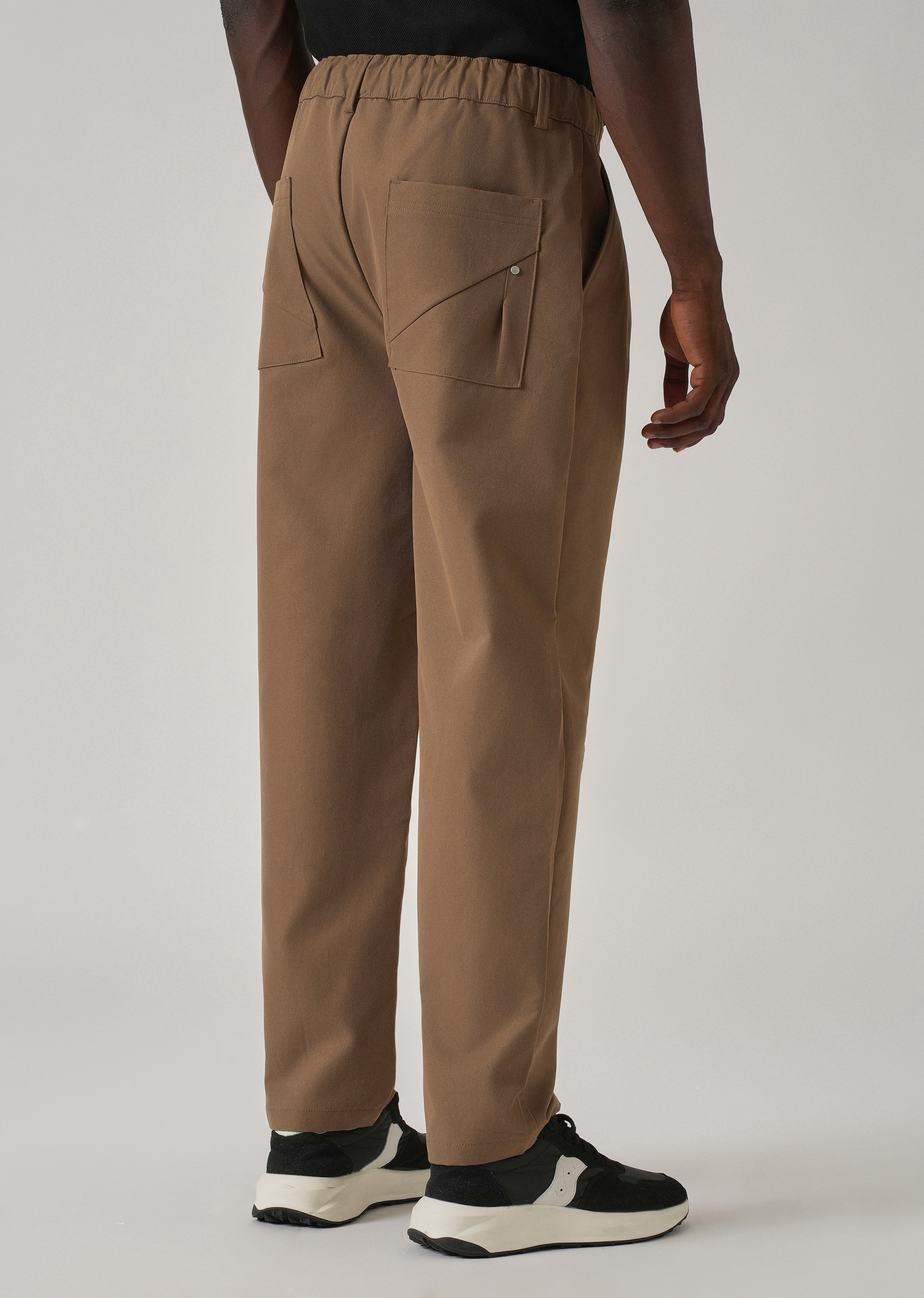 Tan Pleated Drawstring Pant