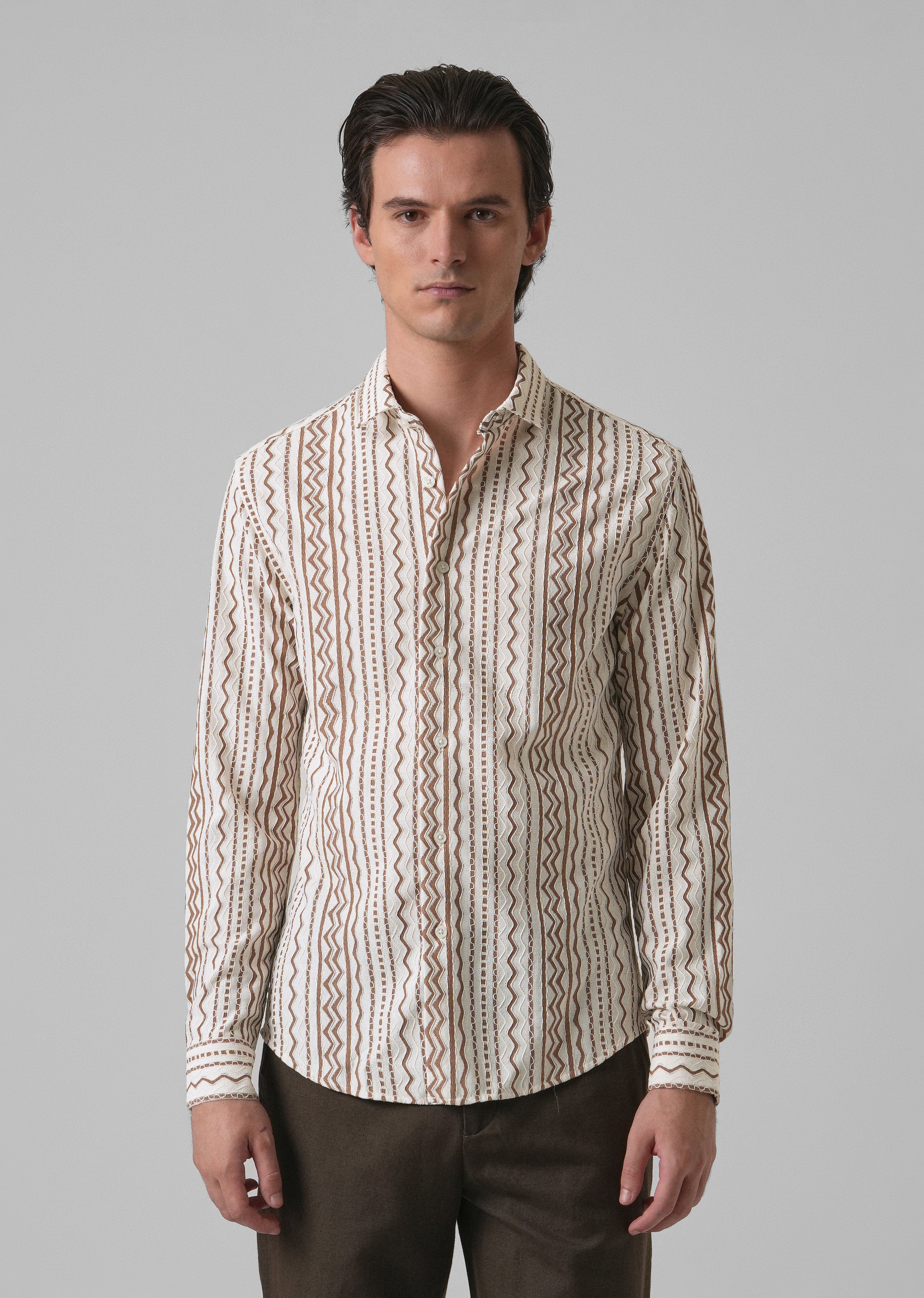 Tan Self Pattern Shirt