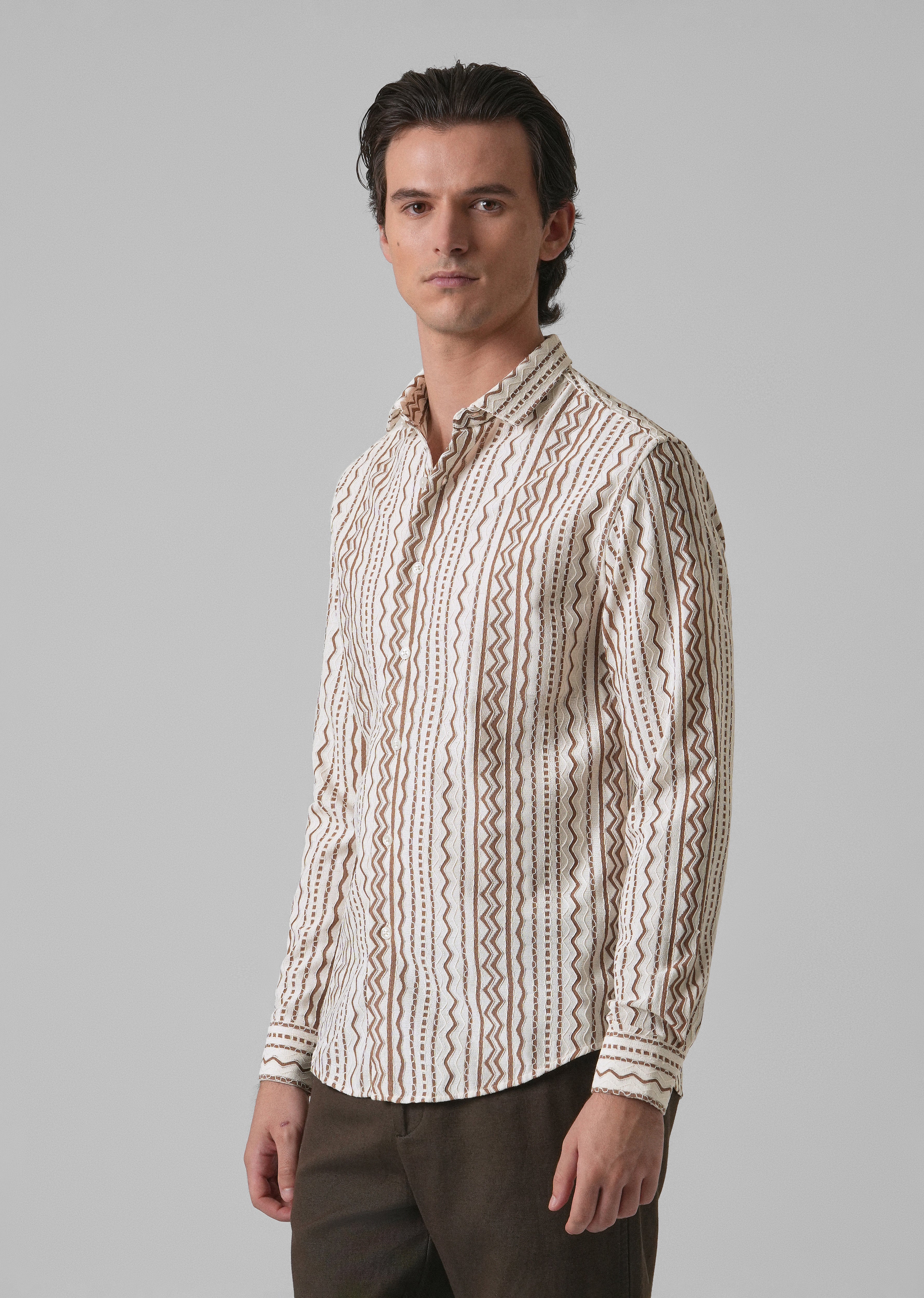 Tan Self Pattern Shirt