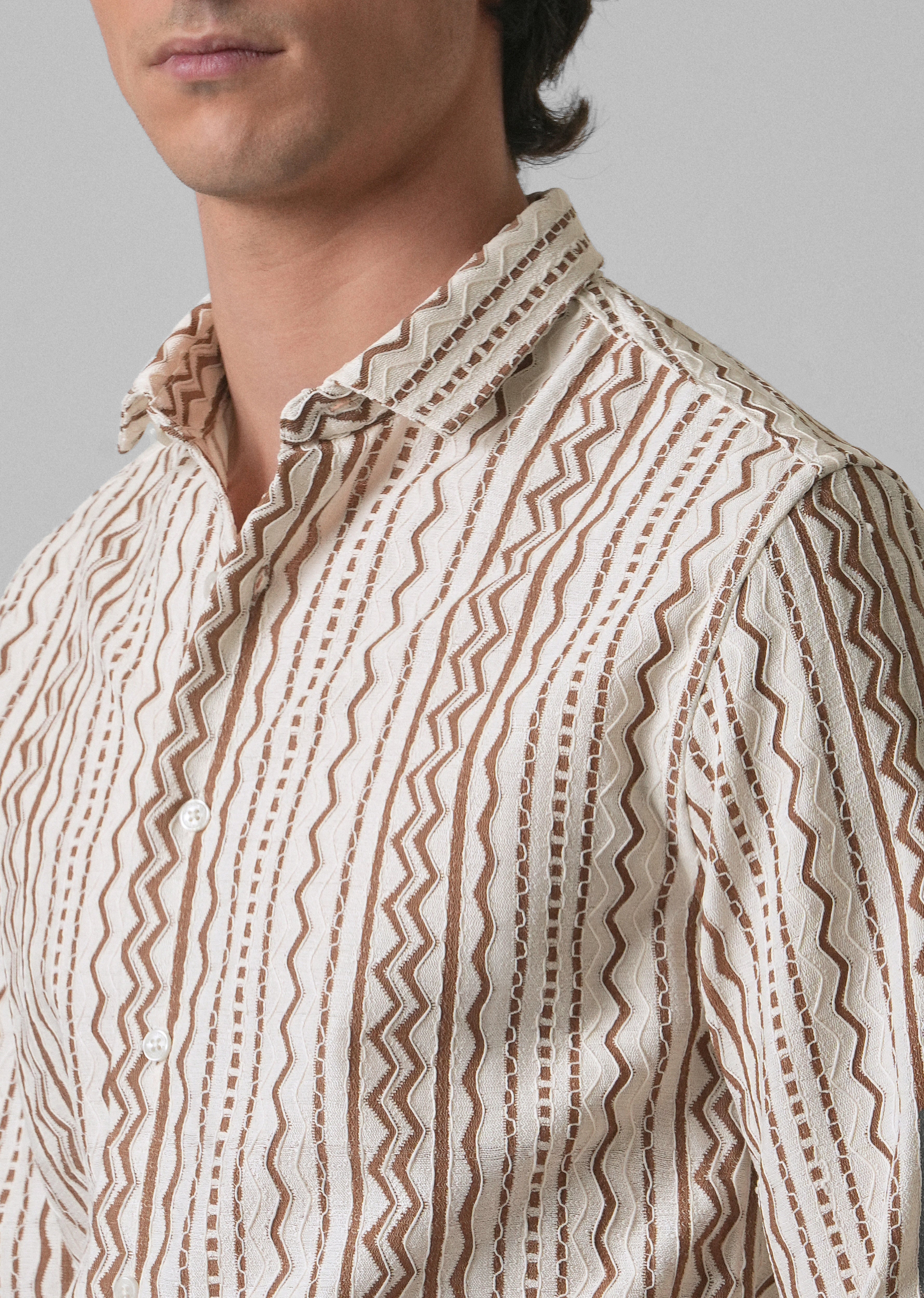 Tan Self Pattern Shirt