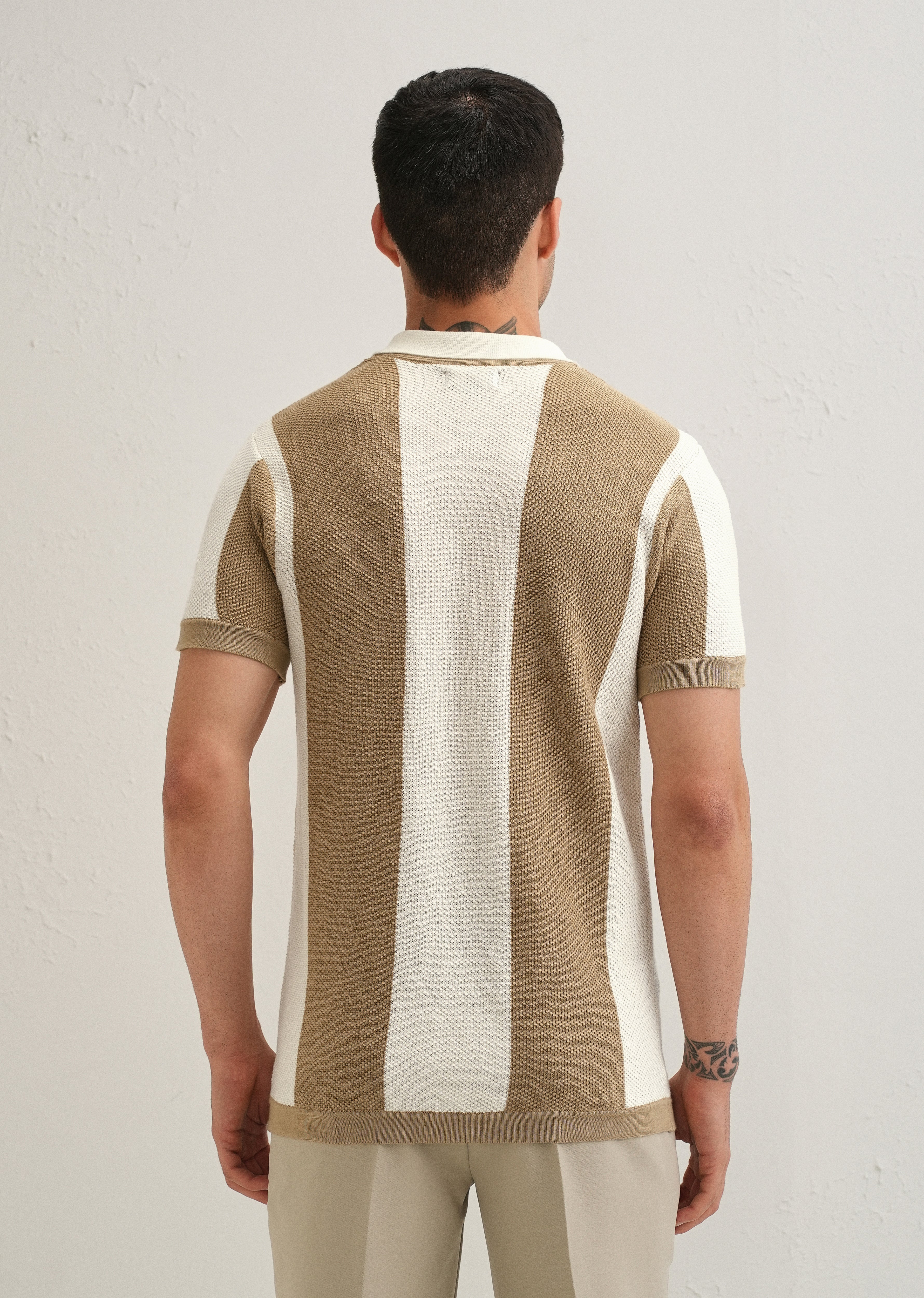 Tan Stripe Knitted Shirt