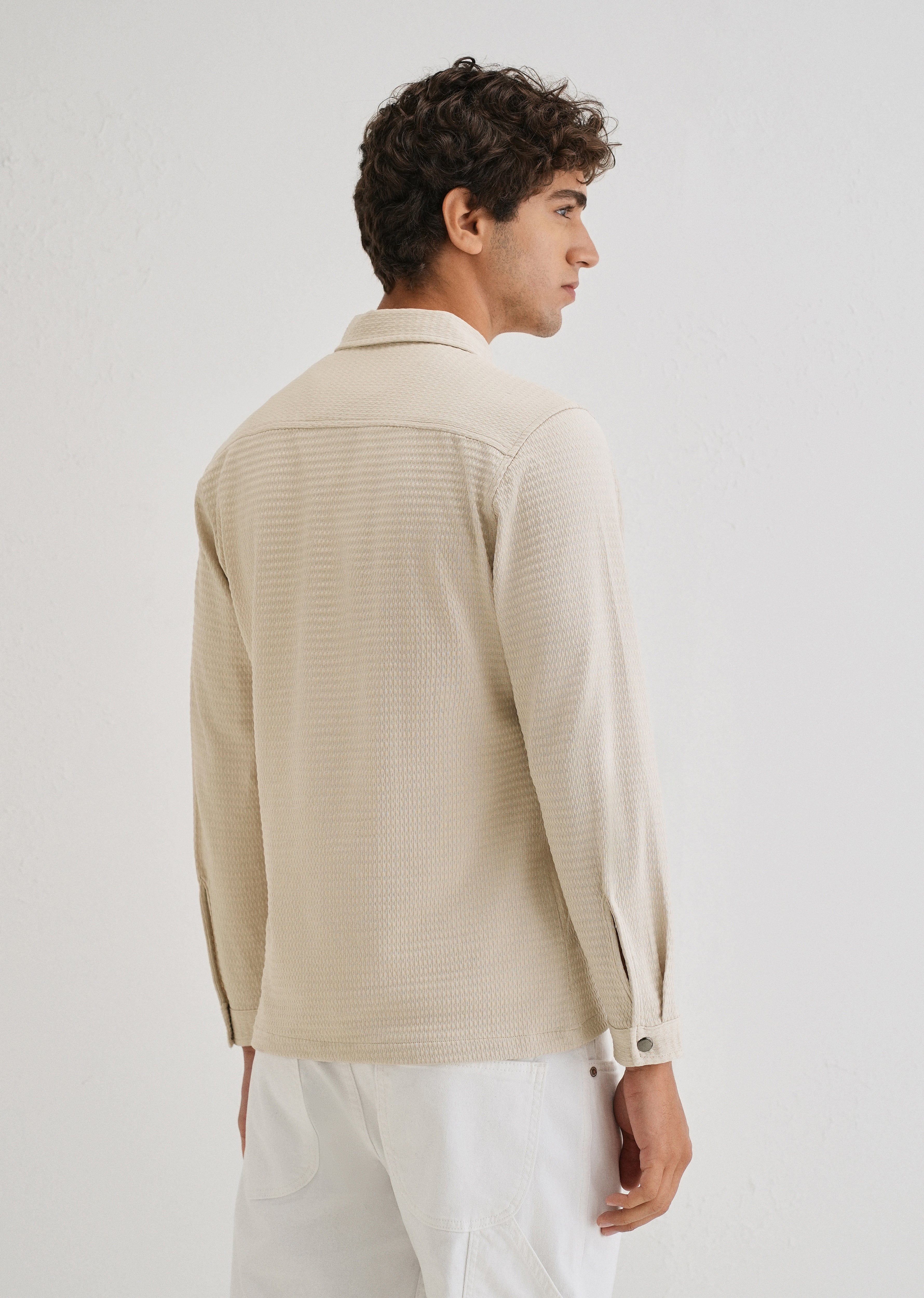 Tan Zipper Polo Knit T-shirt