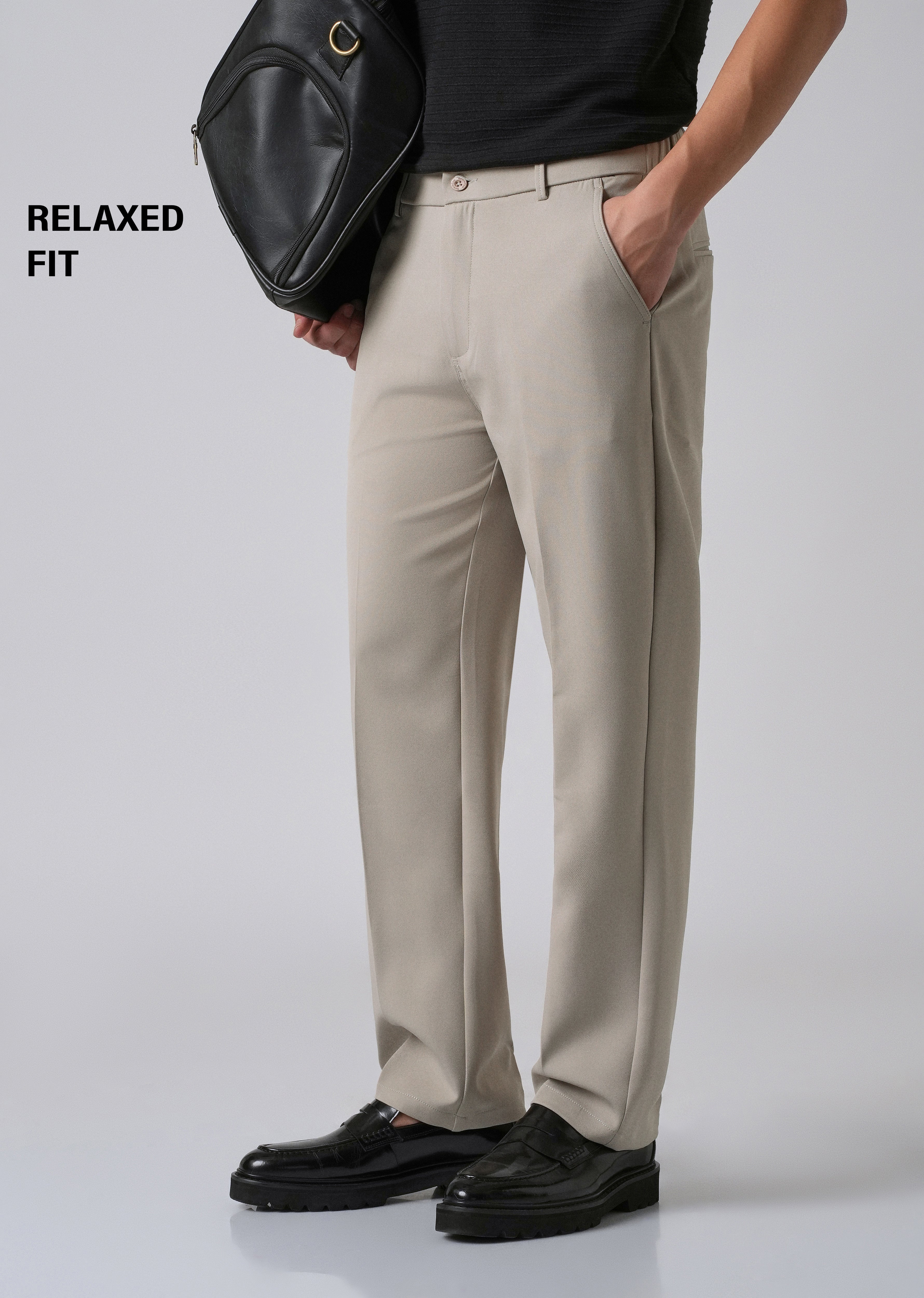 Tan Beige Relaxed Fit Trousers
