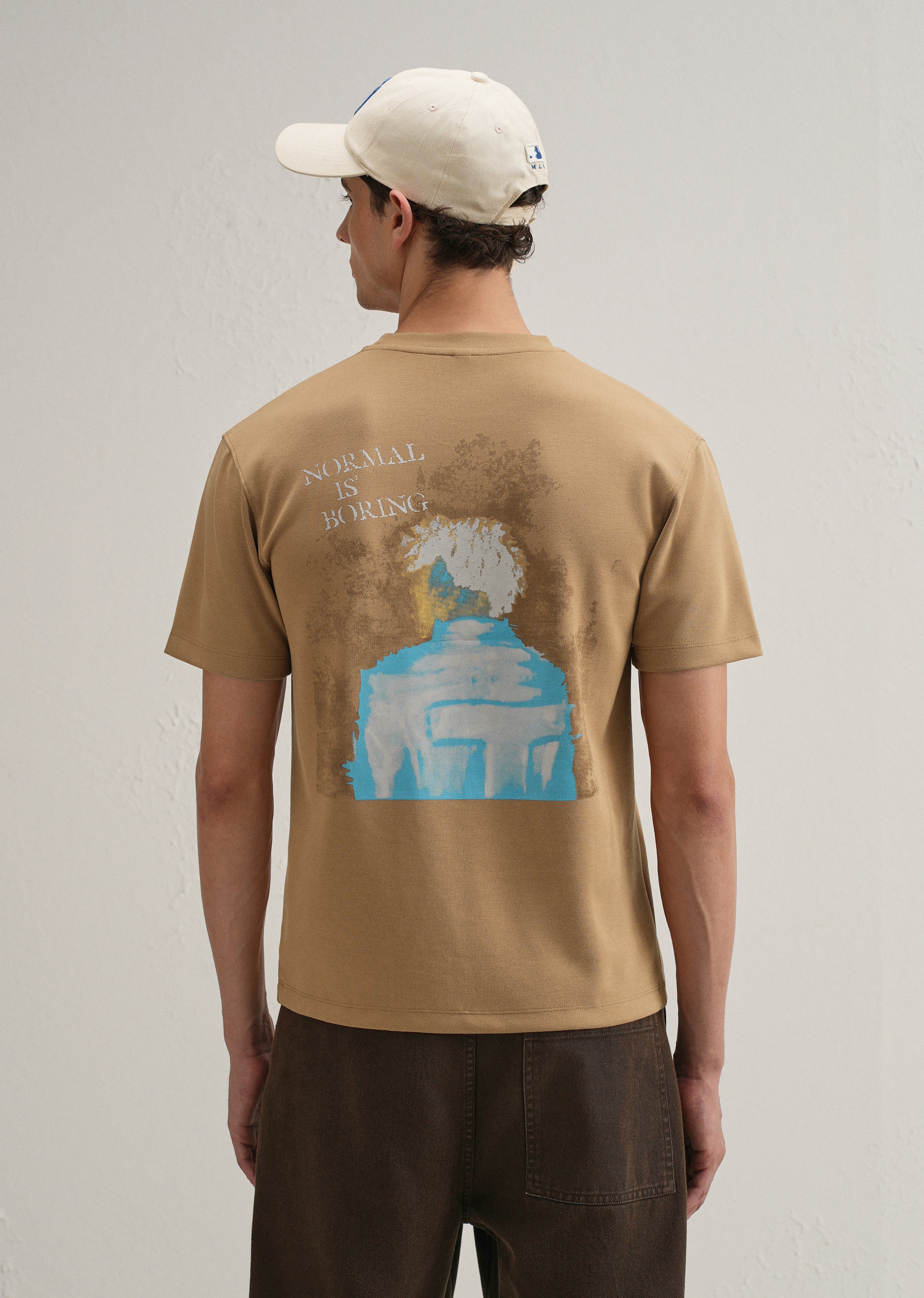 Tan Graphic Back Printed T-shirt
