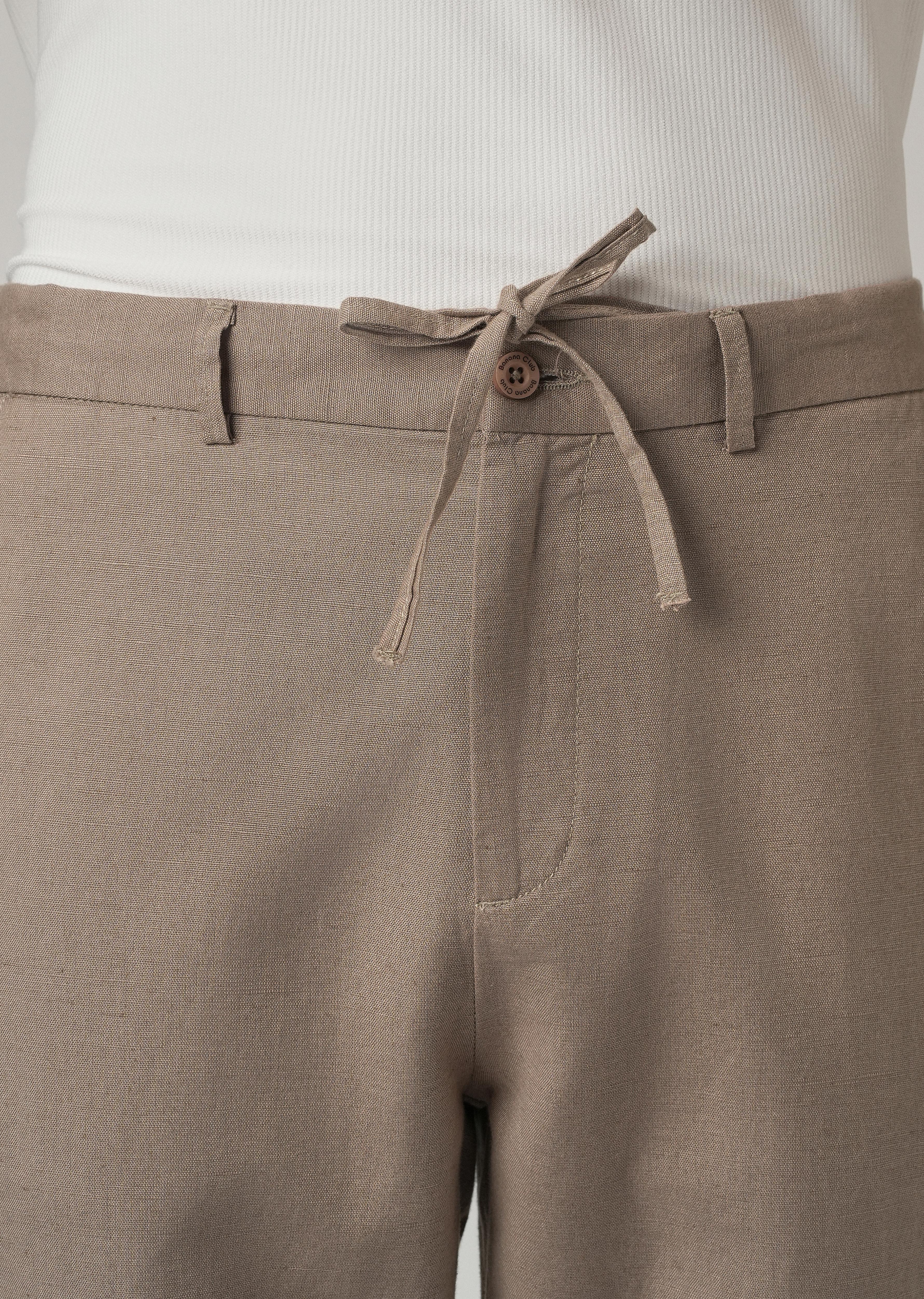 Tan Linen Relaxed Fit Trouser