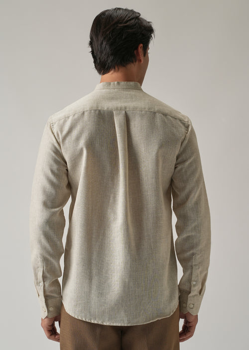 Taupe Beige Blended Linen Shirt