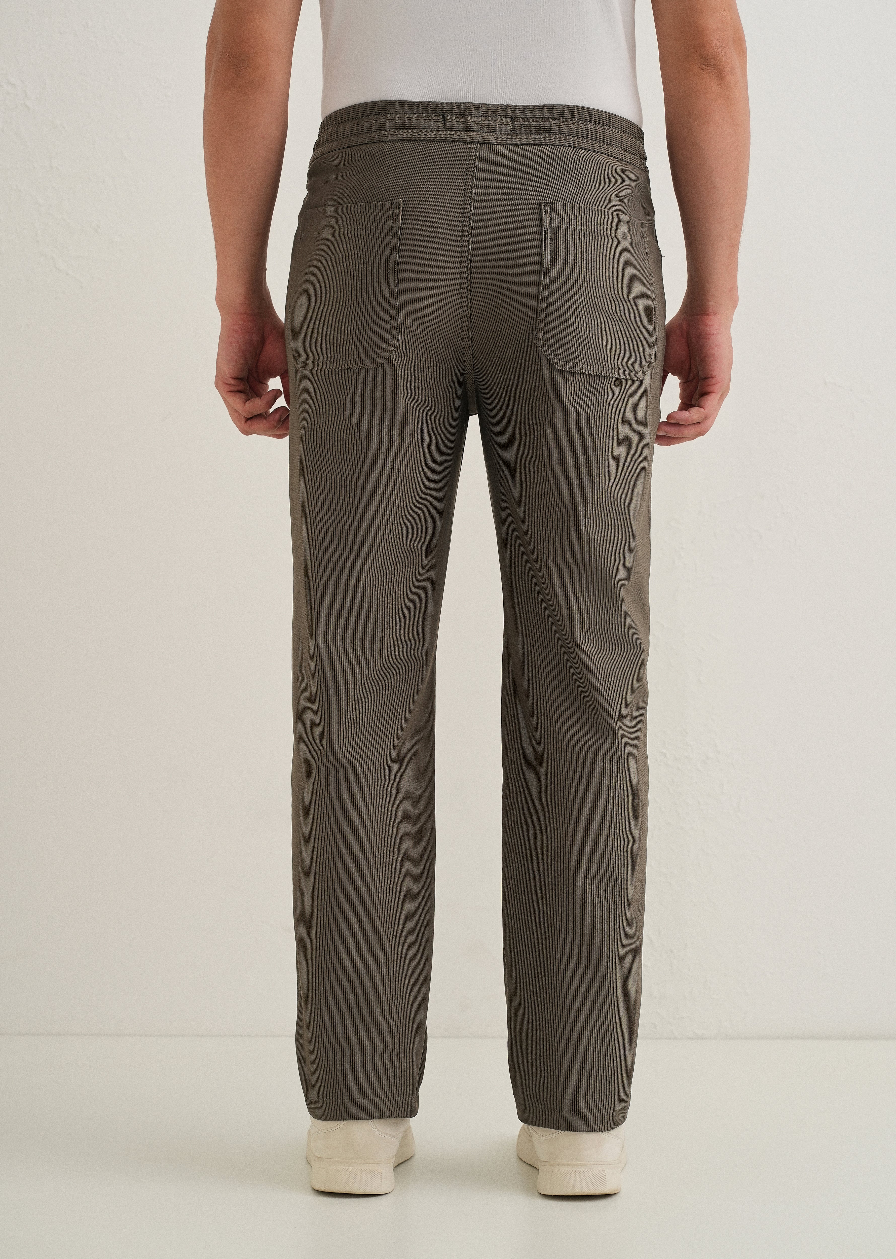 Taupe Straight Fit Corduroy Pants