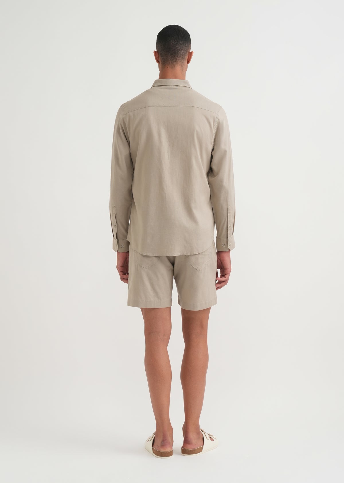 Taupe Cotton Blend Regular Fit Shirt