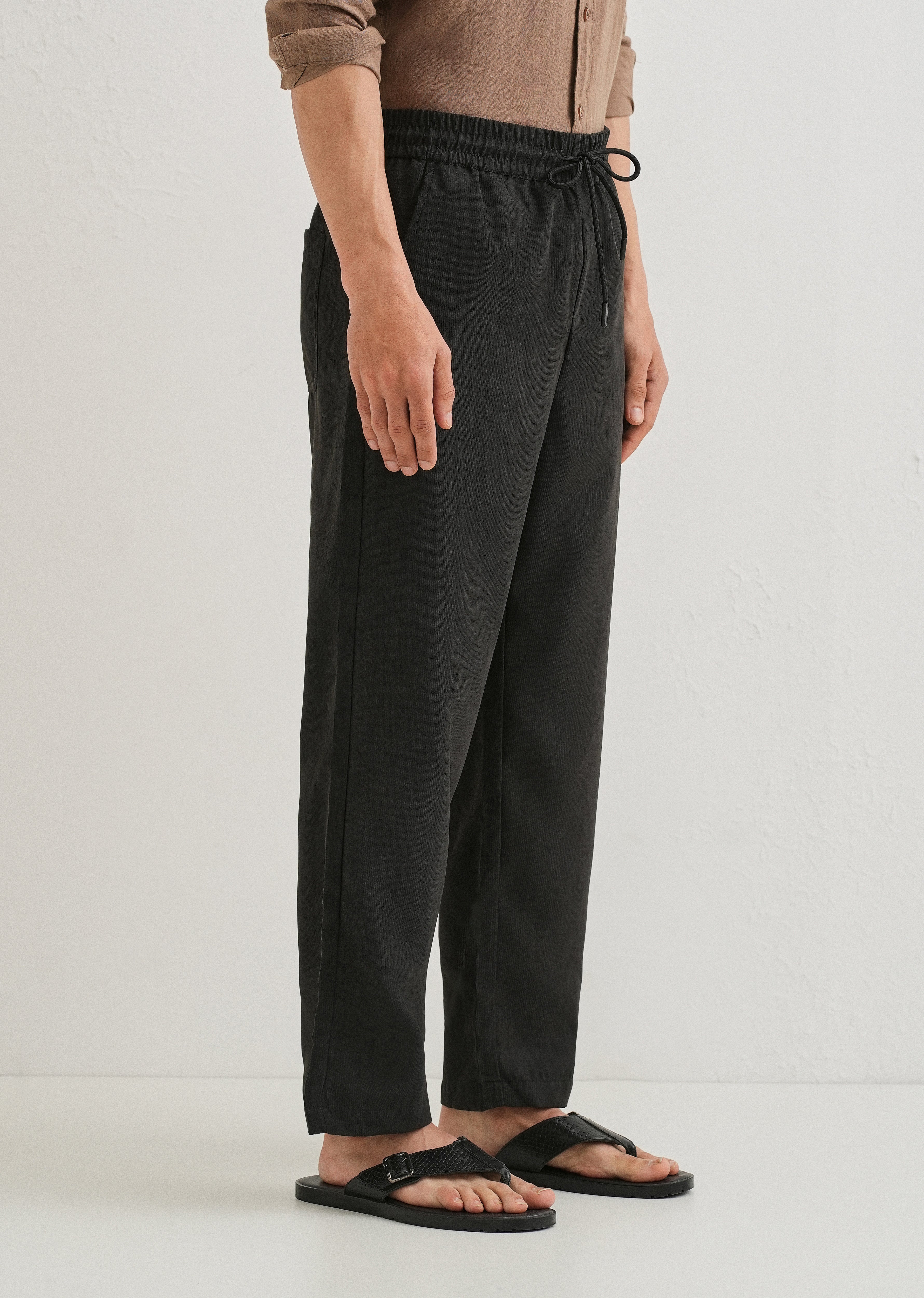 Taupe Grey Pin Stripe Corduroy Pant