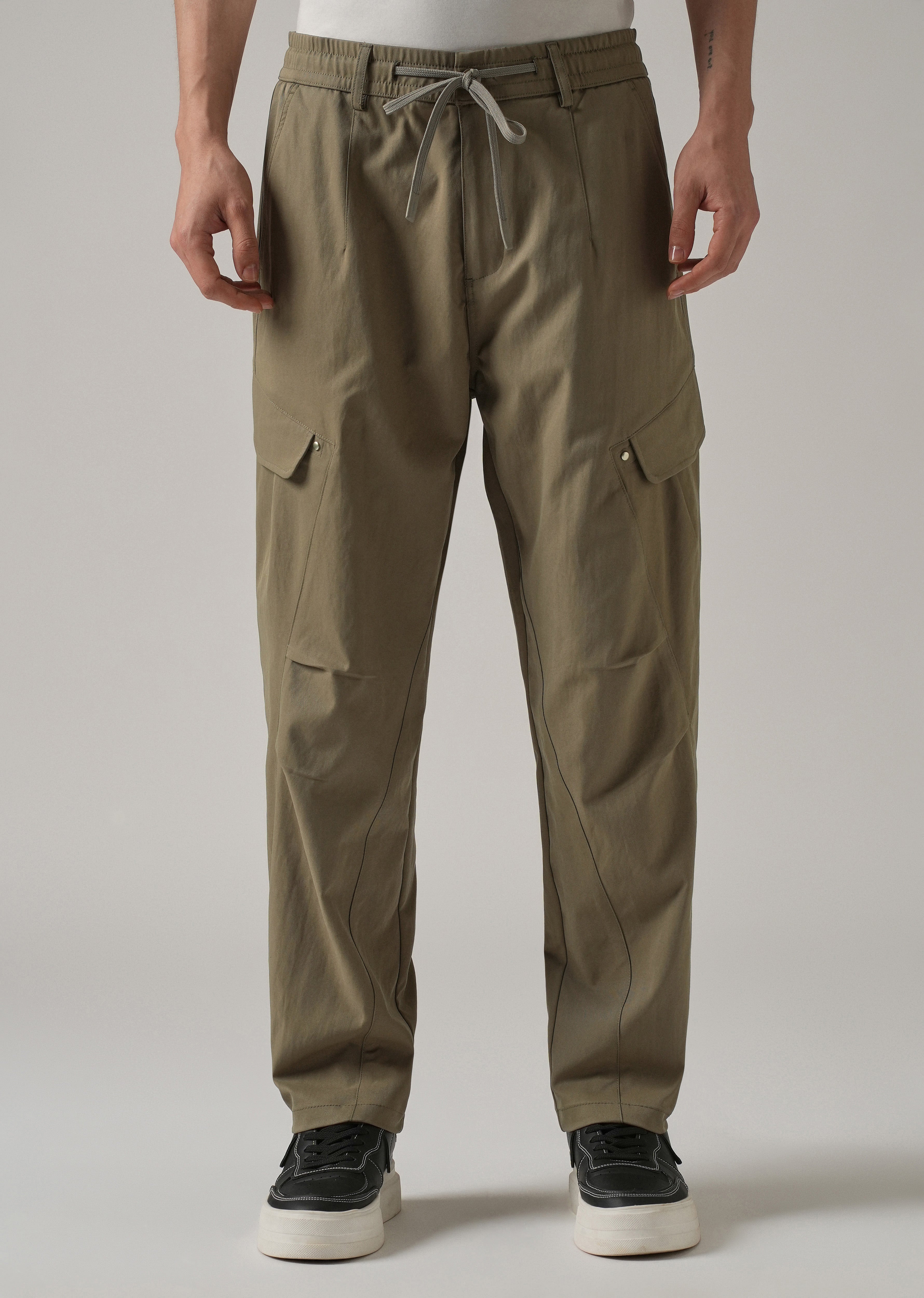 Taupe Stone Wash Cargo Pants