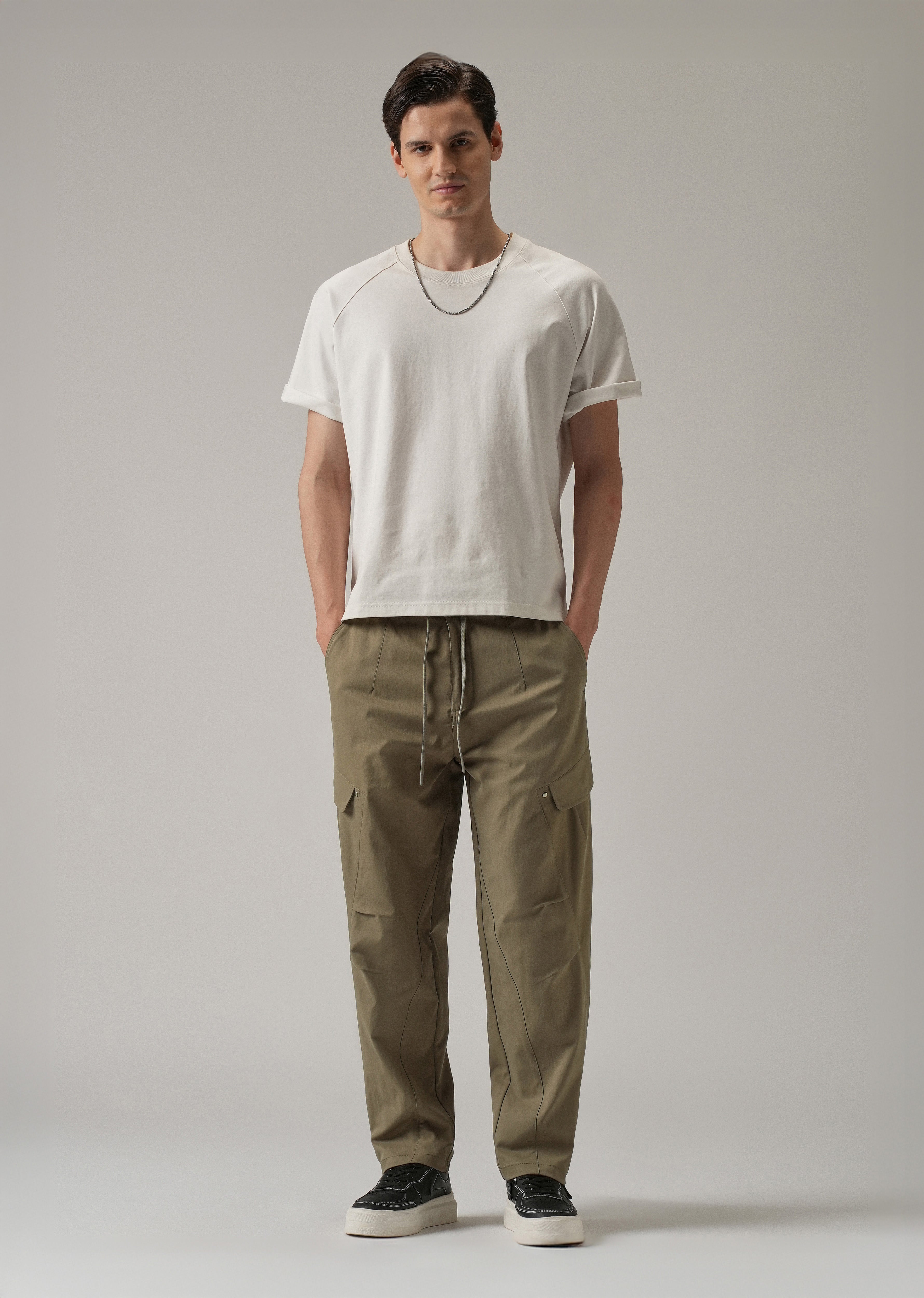 Taupe Stone Wash Cargo Pants