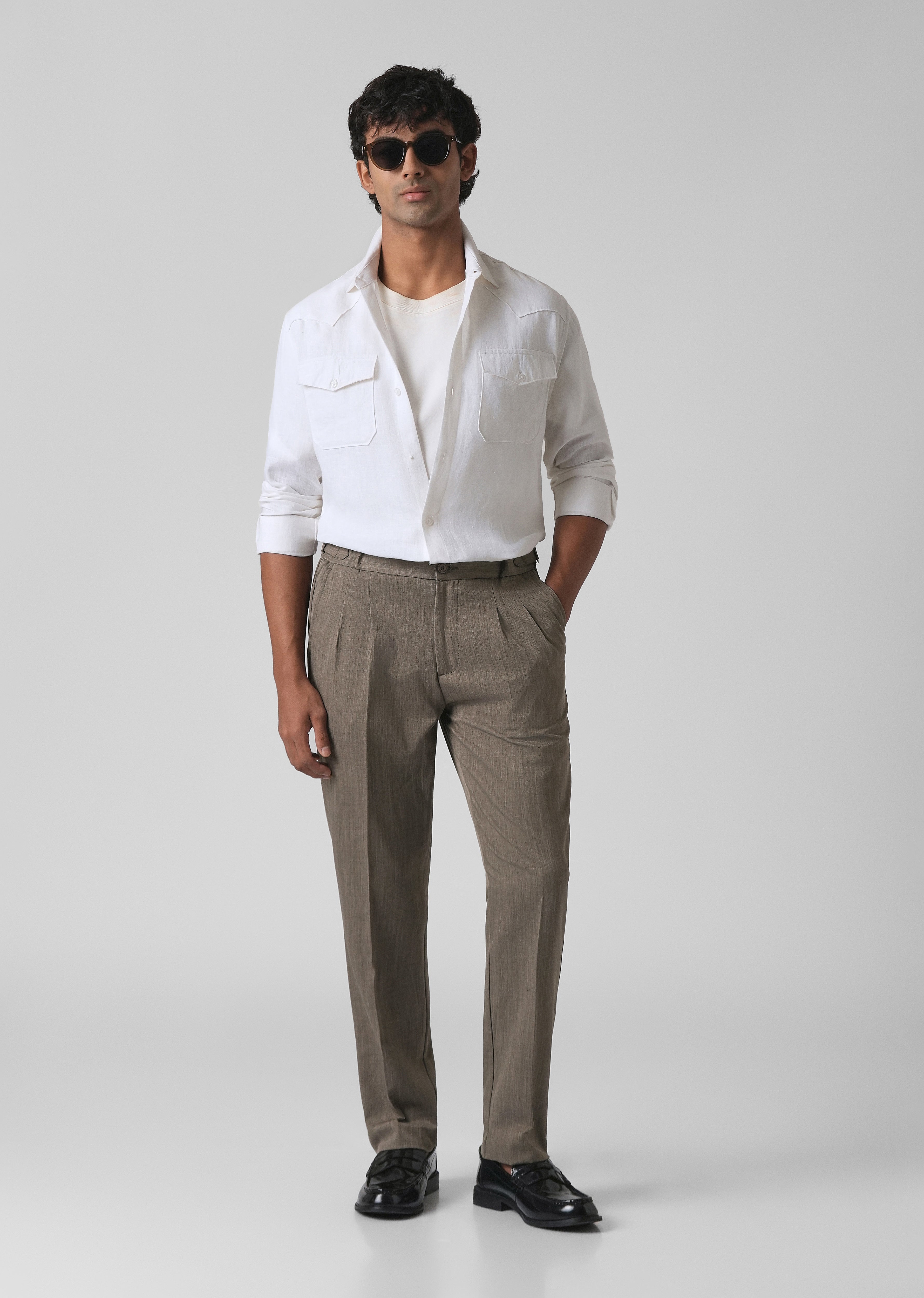 Taupe Pleated Gurkha Pant