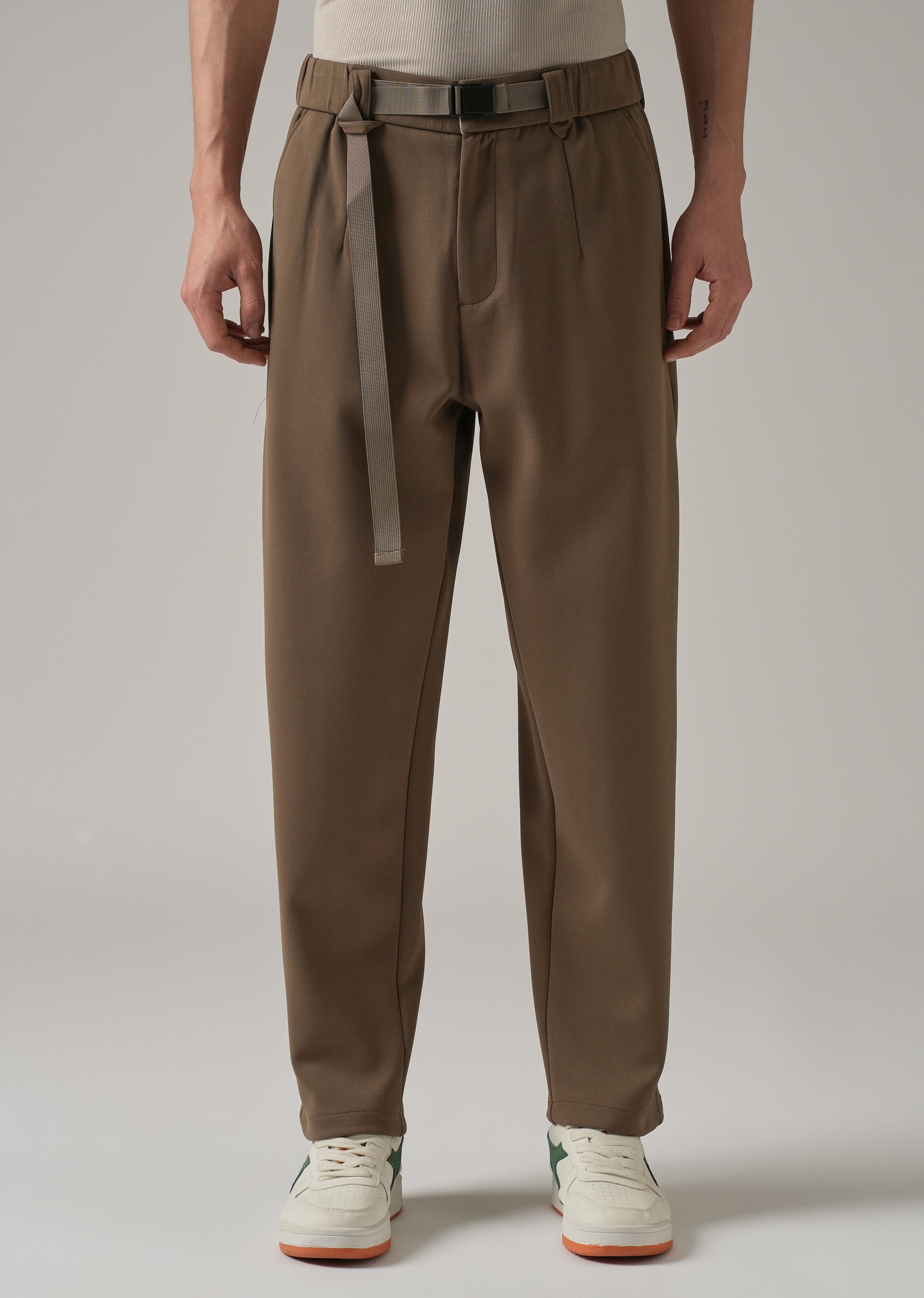 Taupe Stretch Elasticated Pant