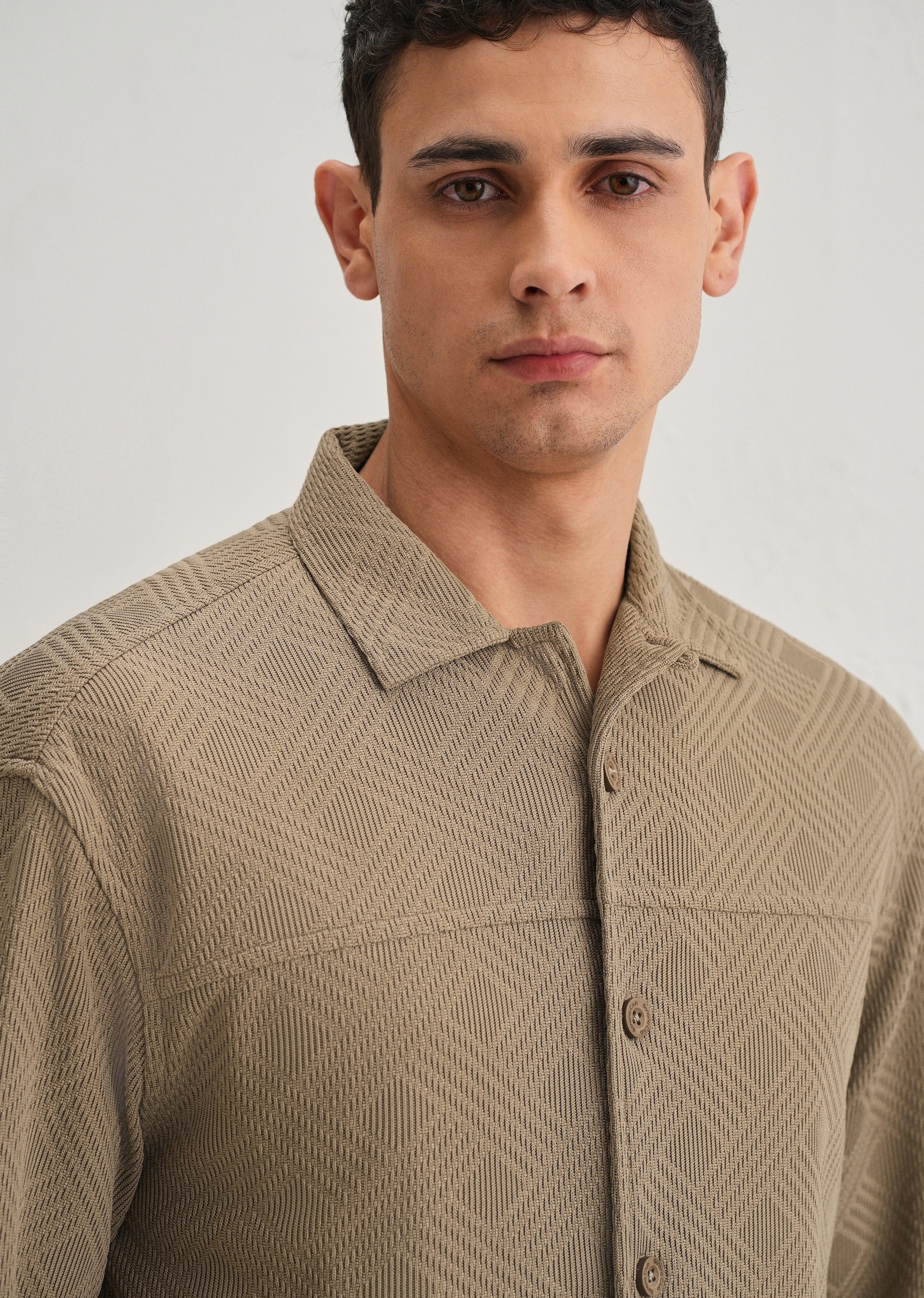 Taupe Textured Knit Shacket