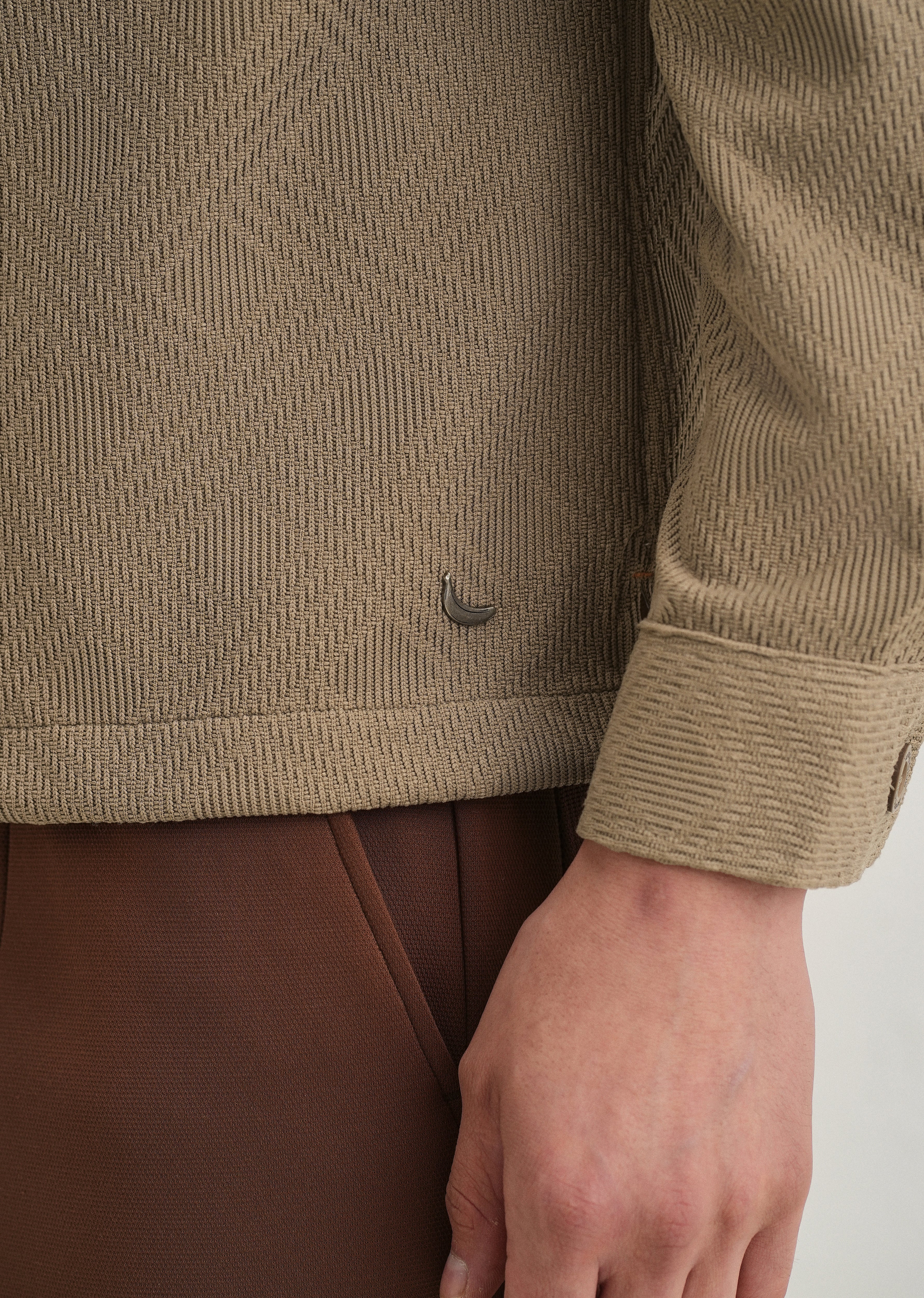 Taupe Textured Knit Shacket