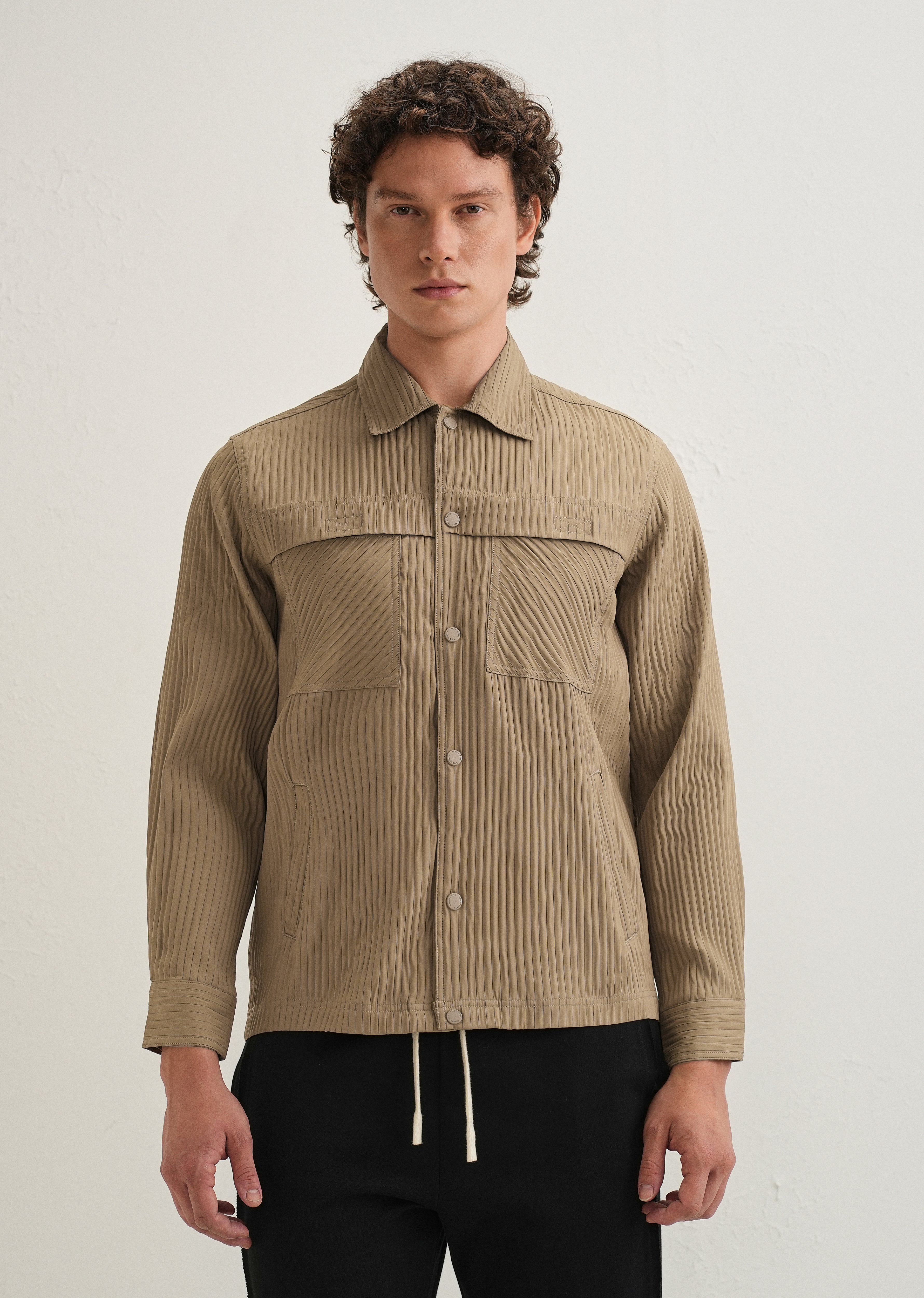 Taupe Textured Utility Shacket