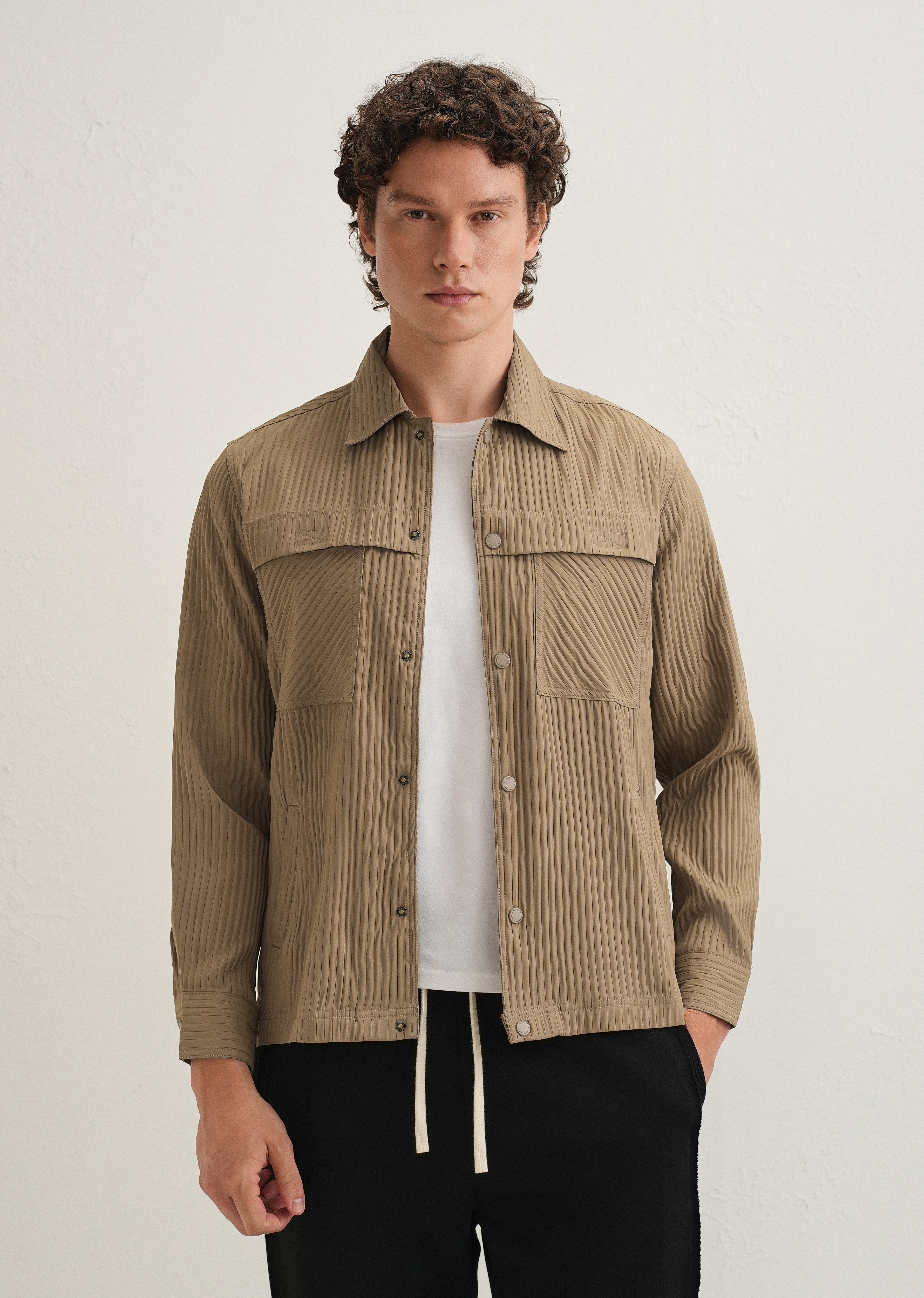 Taupe Textured Utility Shacket