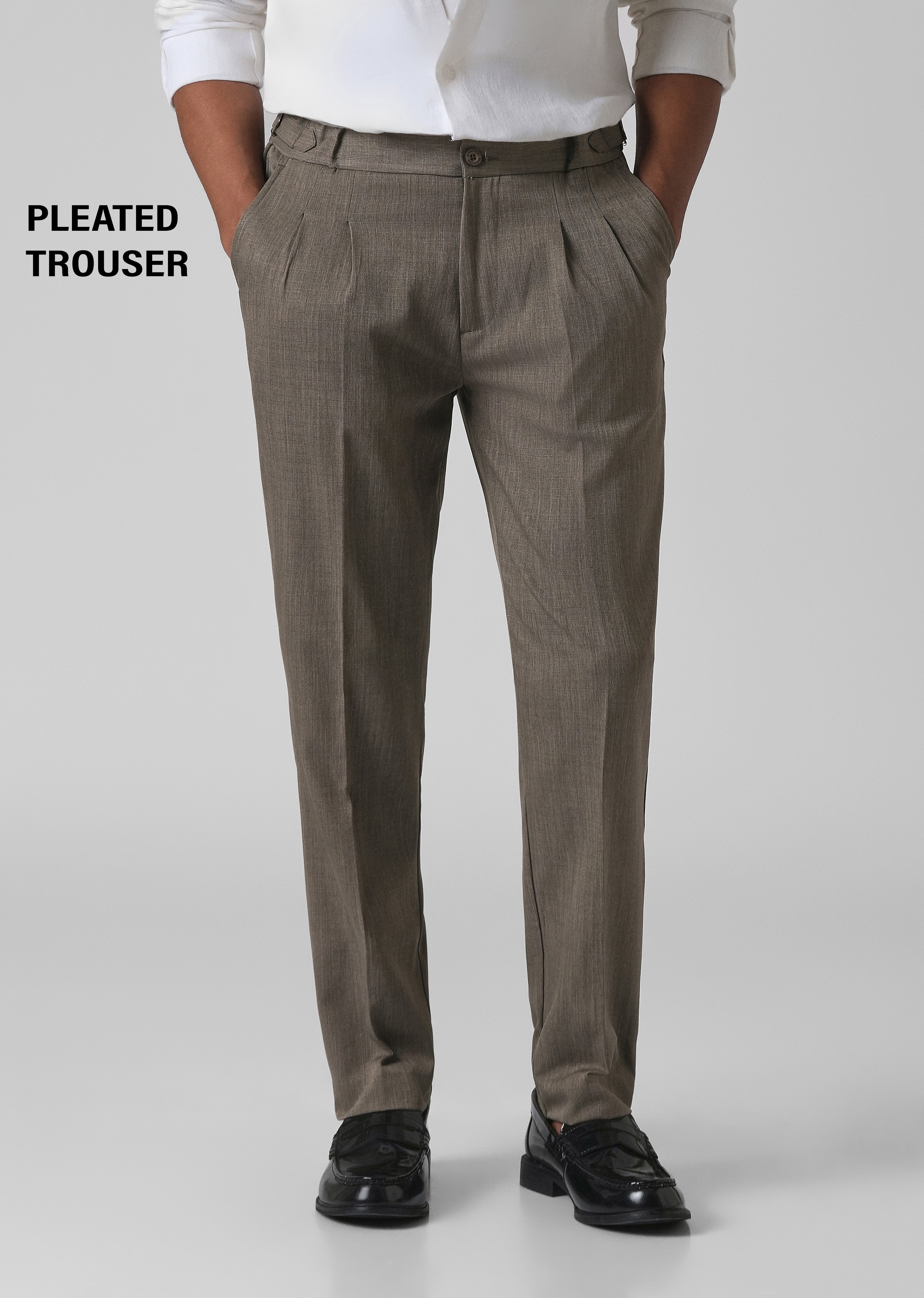 Taupe Pleated Gurkha Pant