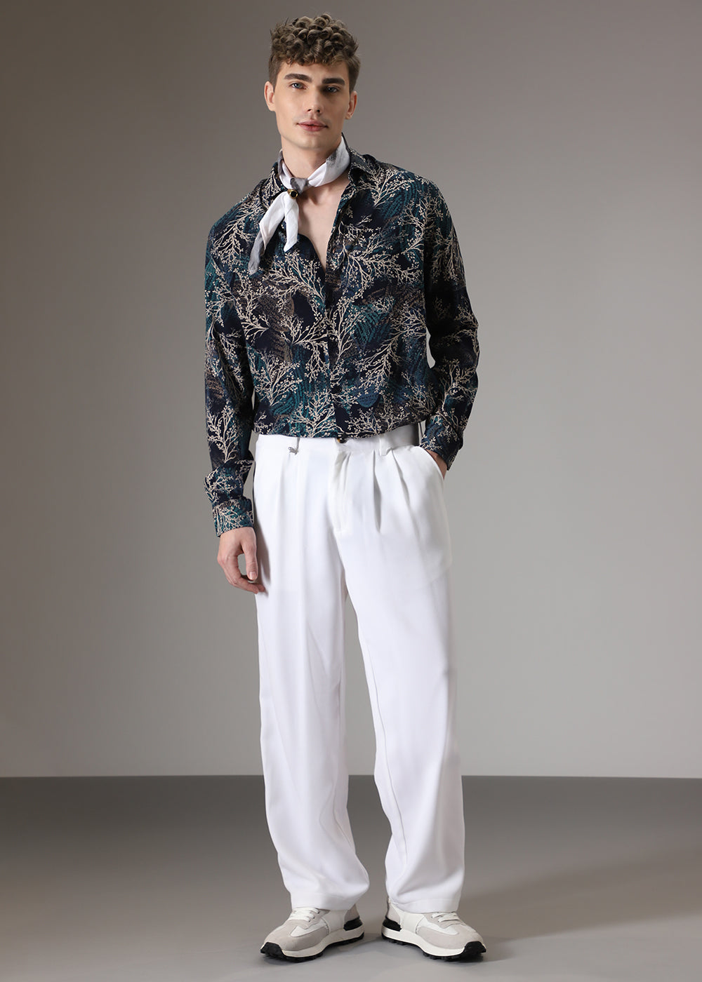 Teal Coral Feather Shirt