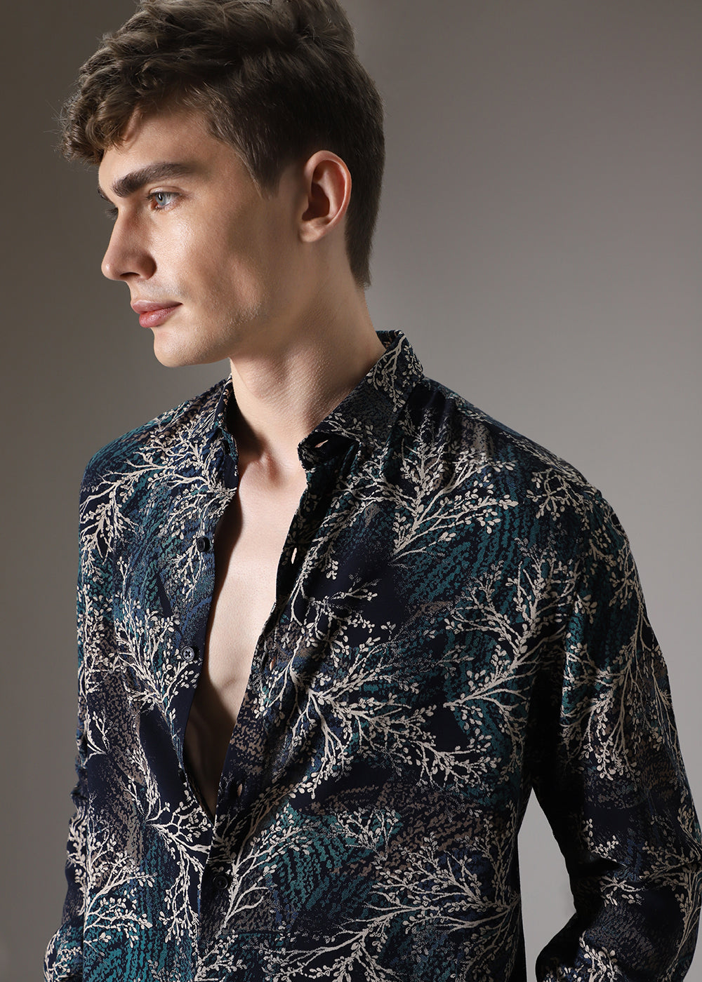 Teal Coral Feather Shirt