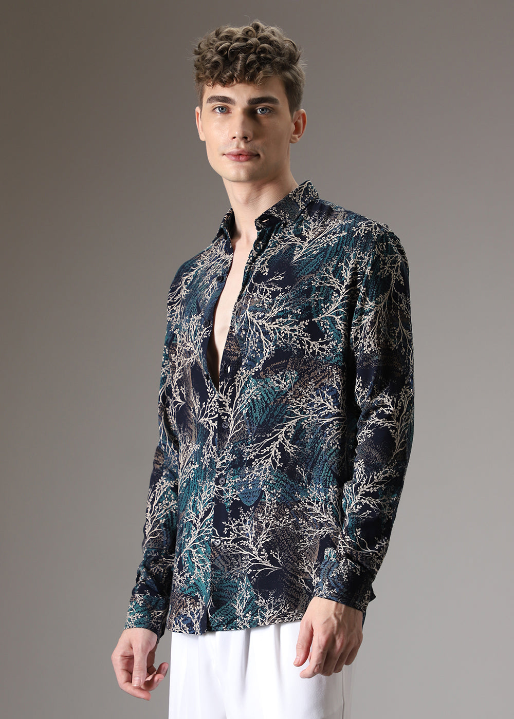 Teal Coral Feather Shirt
