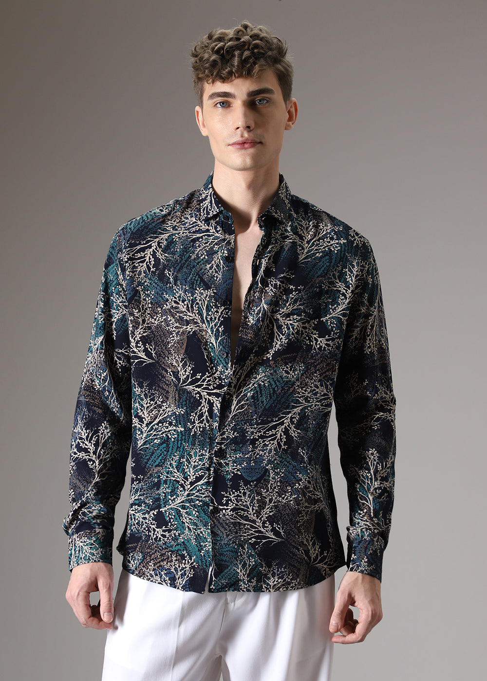 Teal Coral Feather Shirt